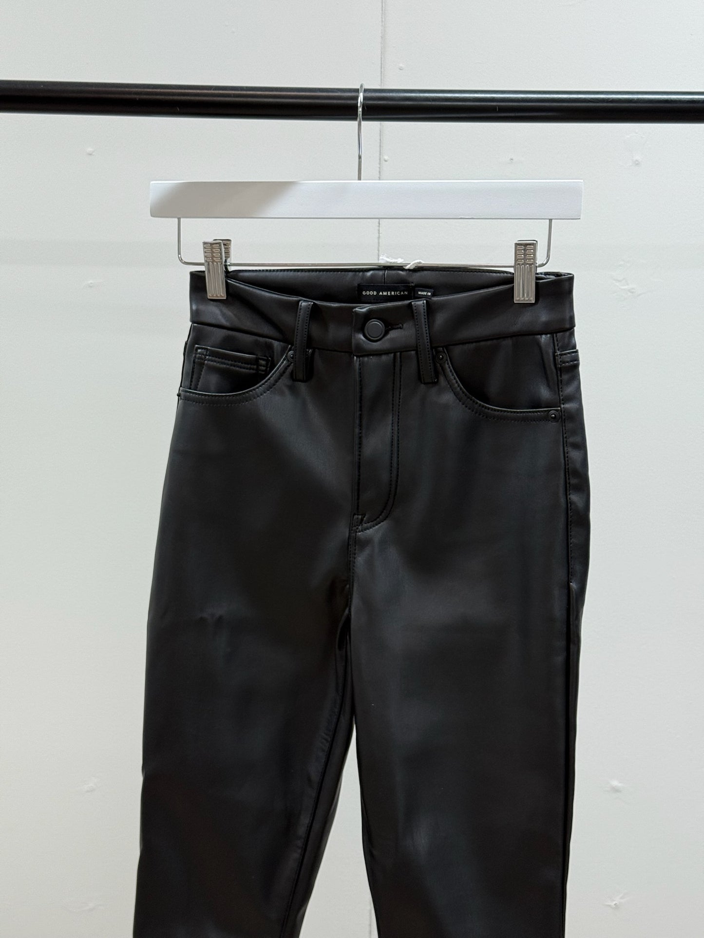 Good America Black Leather Flare Pants , New With Tags - 0/25