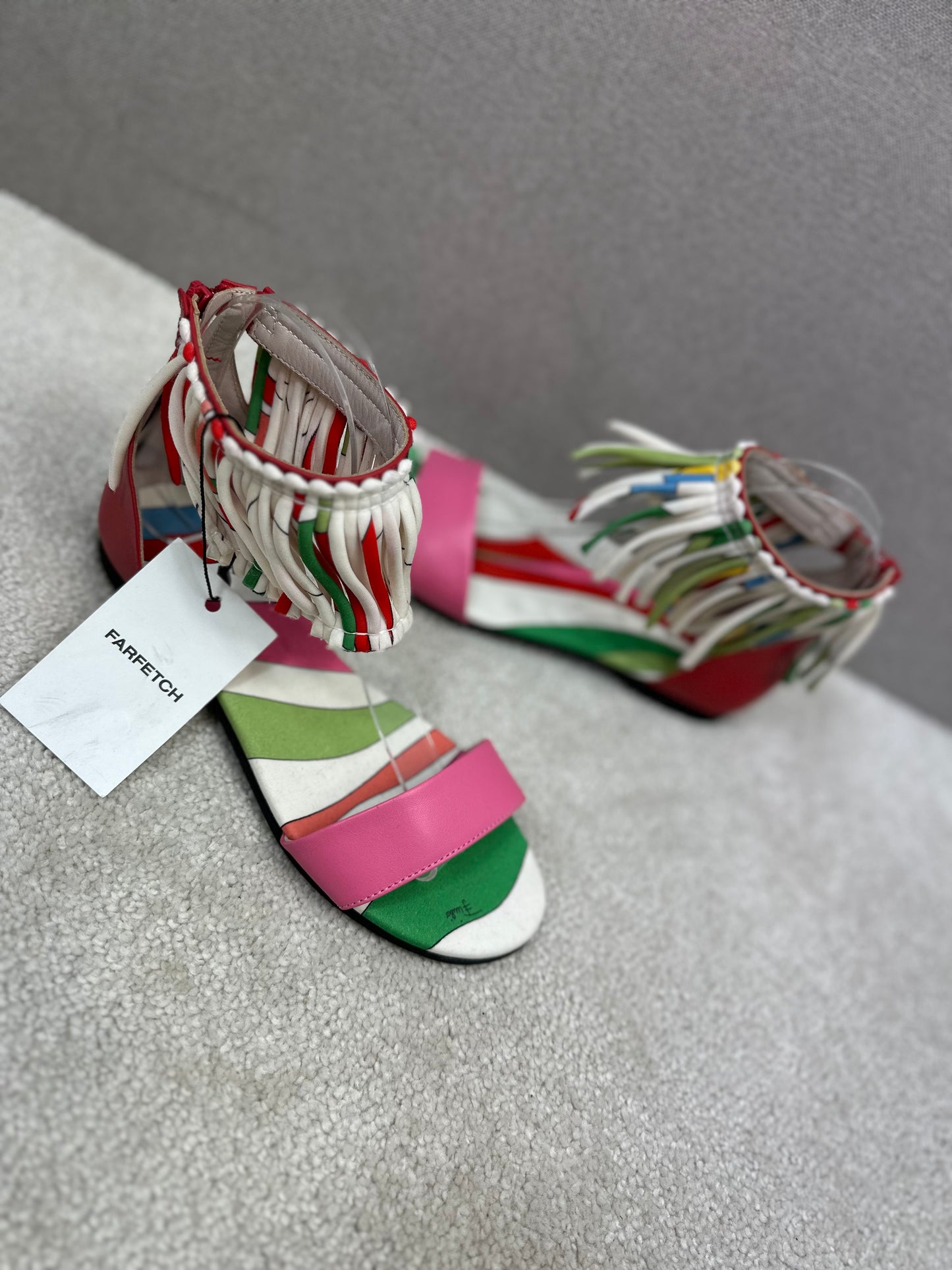 Pucci Womens Multi Print Tassle Sandals - UK 4