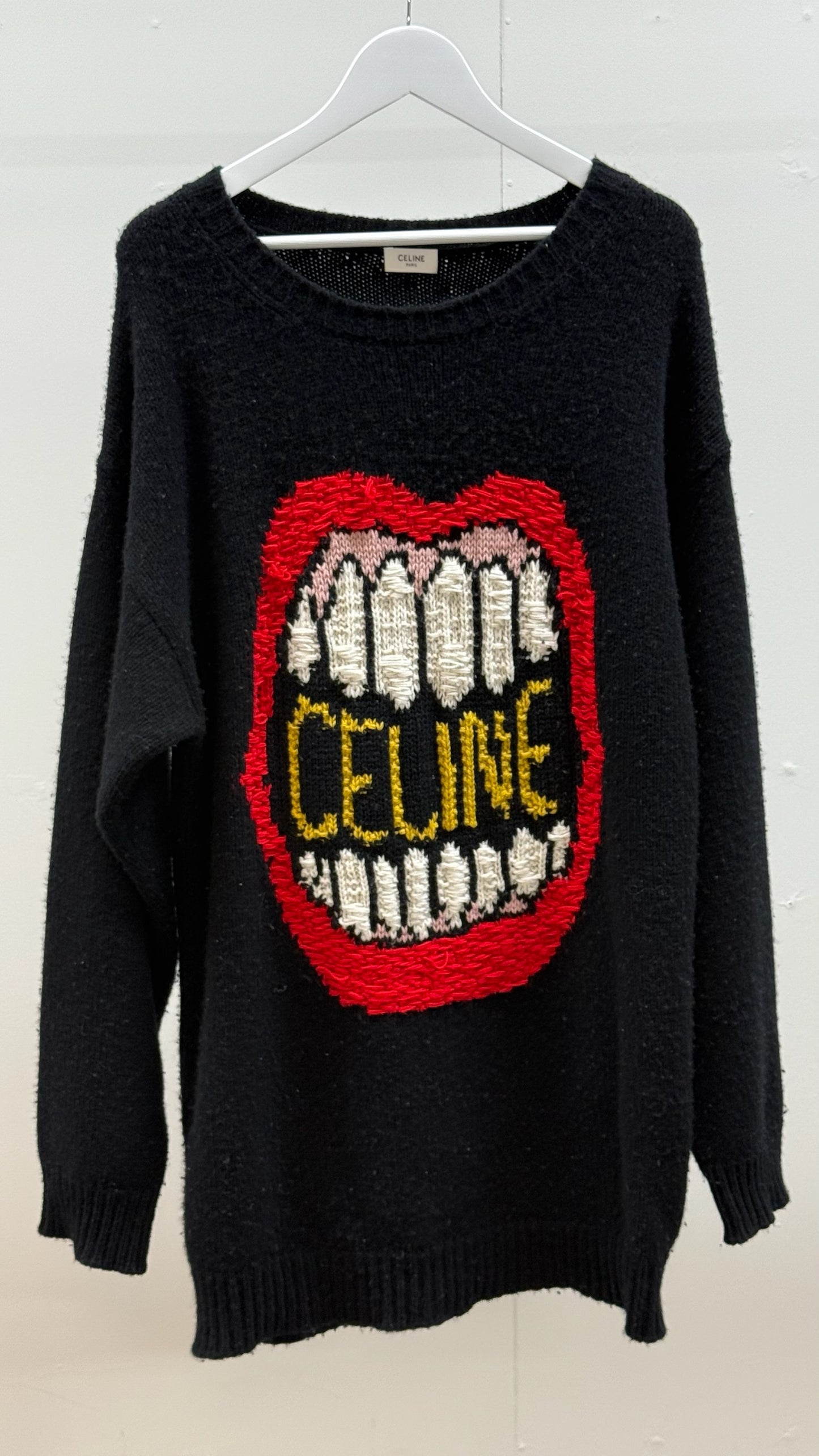 Celine Black Wool Mouth Knited Jumper - Small-oversize