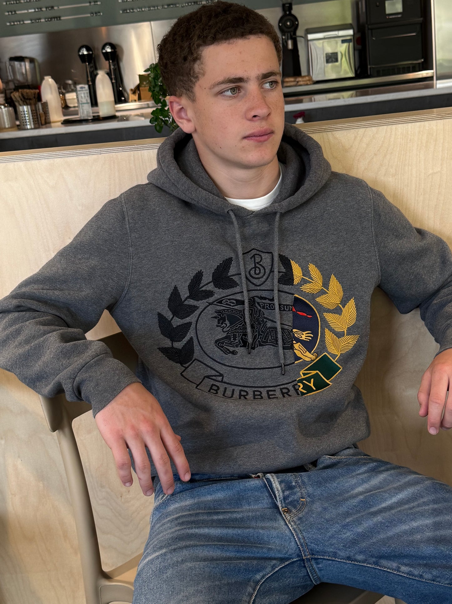 Burberry Grey Melange Hoodie - Medium