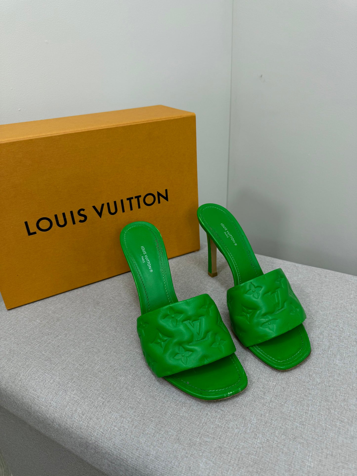 Louis Vuitton Green Revival Monogram Heels -UK 6
