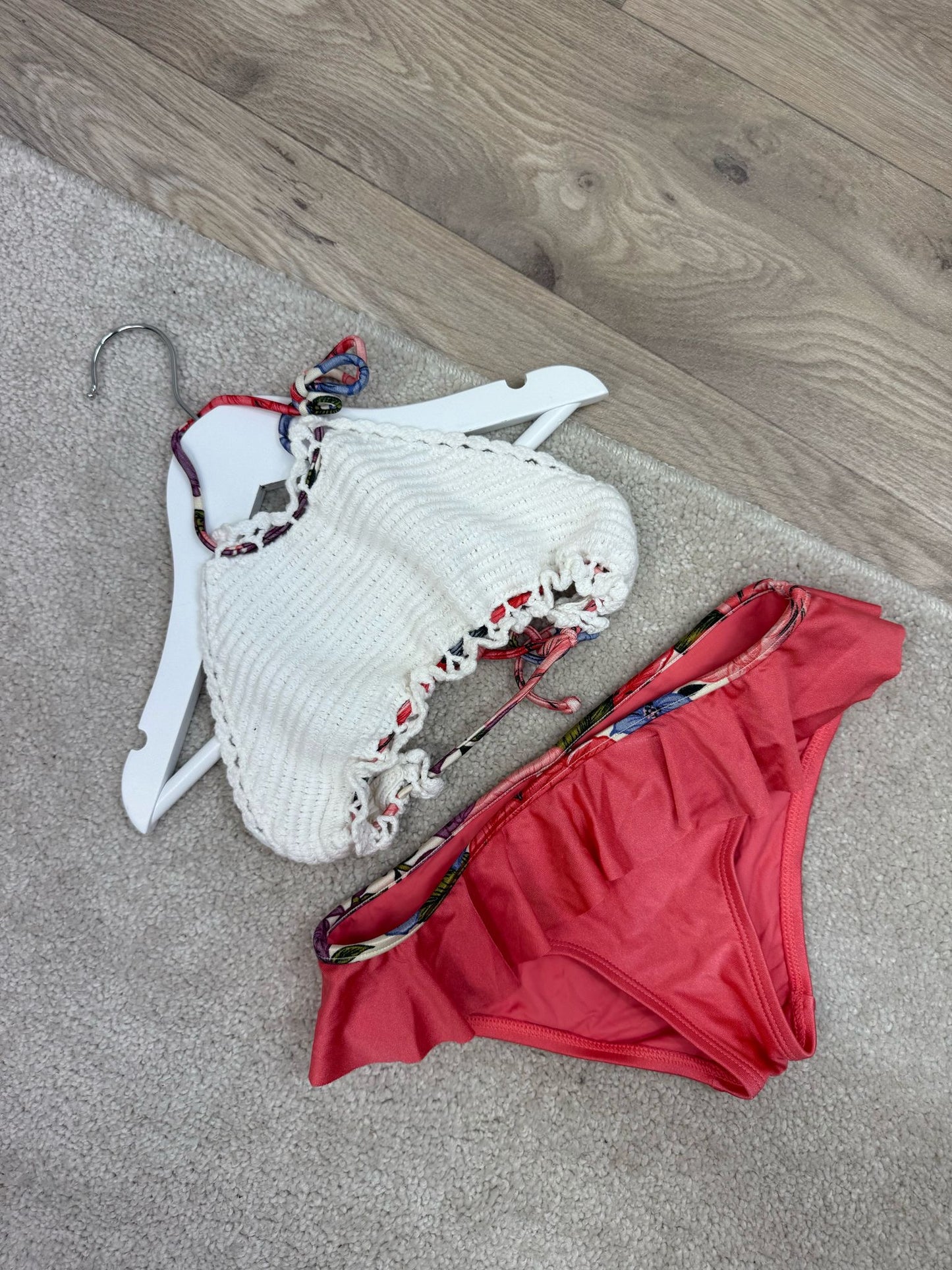 Kids Zimmermann White Top Dusk Orange Bottom Bikini- Age 8