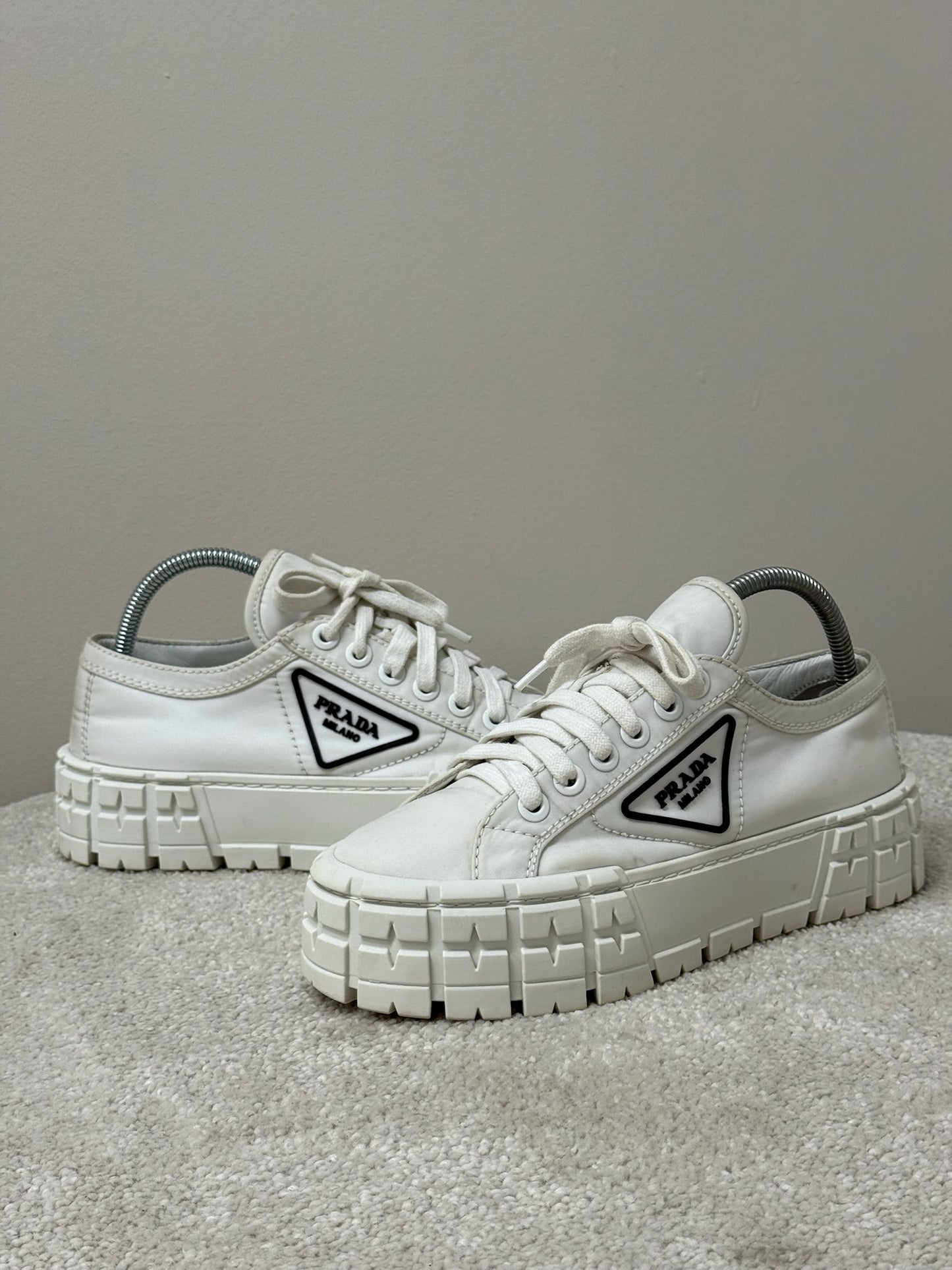 Prada White And Black Double Wheel Trainers -UK 5