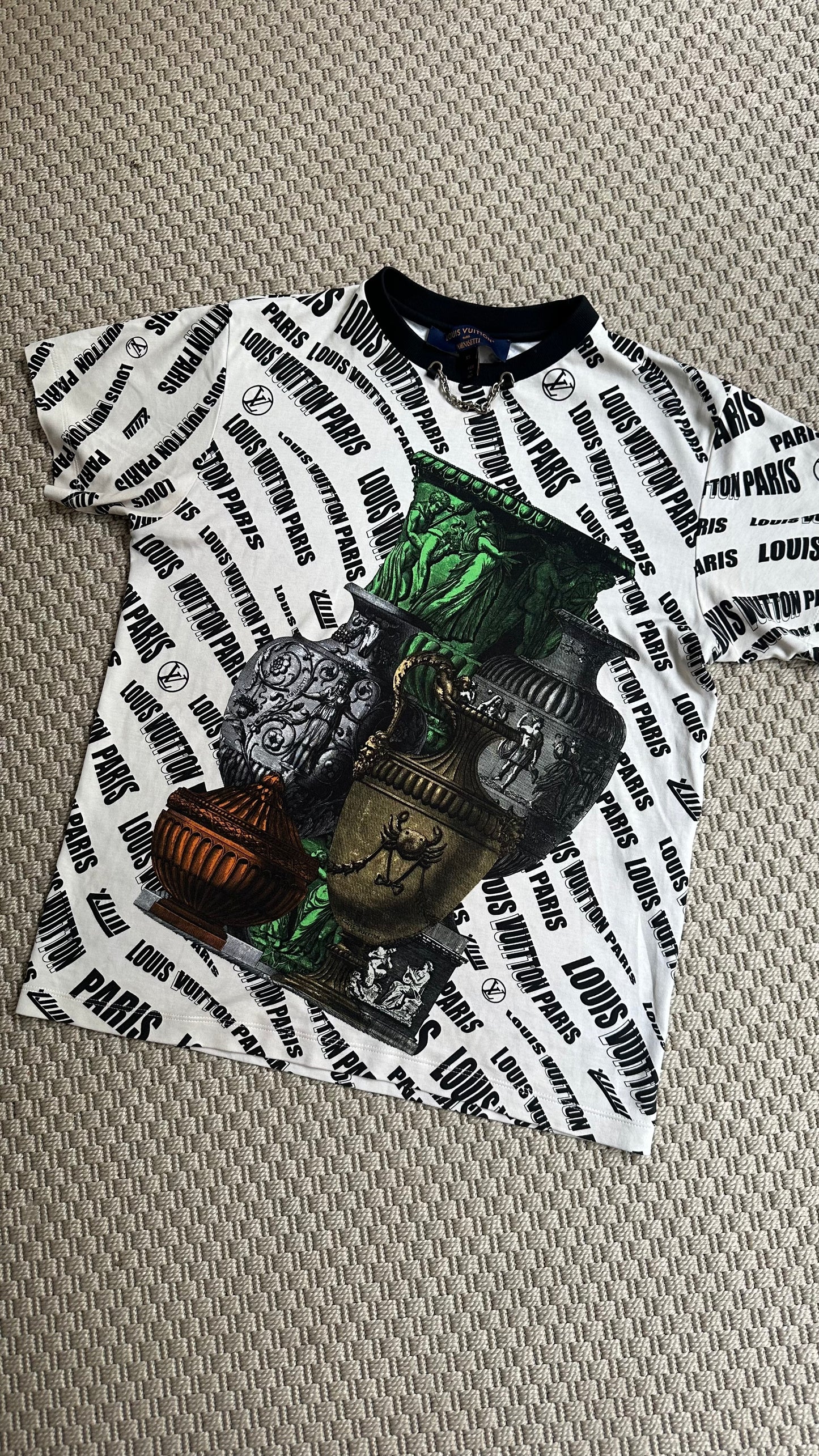 Louis Vuitton White Fornasetti Slanted Signature Vase T-Shirt-XS
