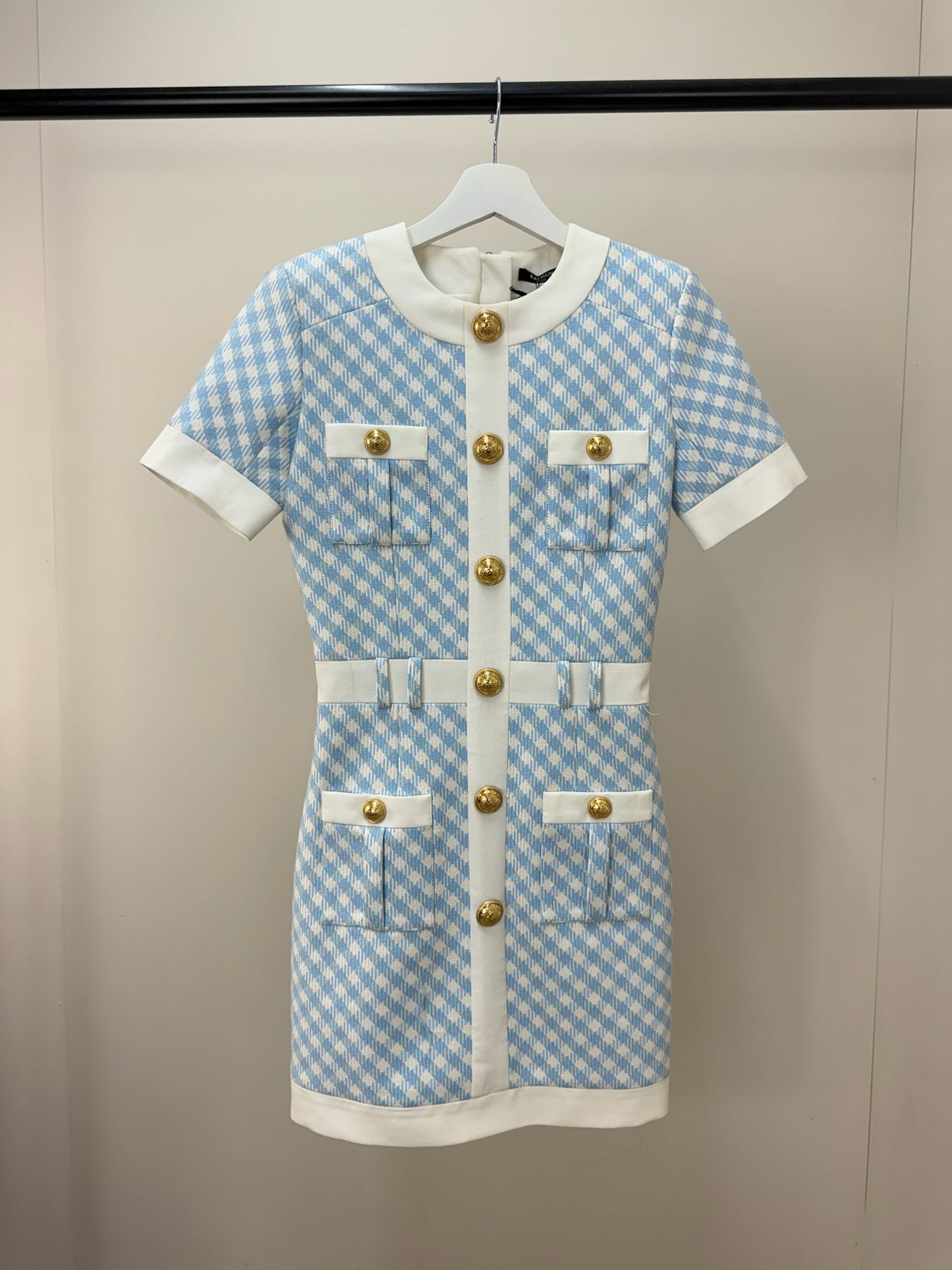 Balmain Blue White Checked Dress -UK 6/34