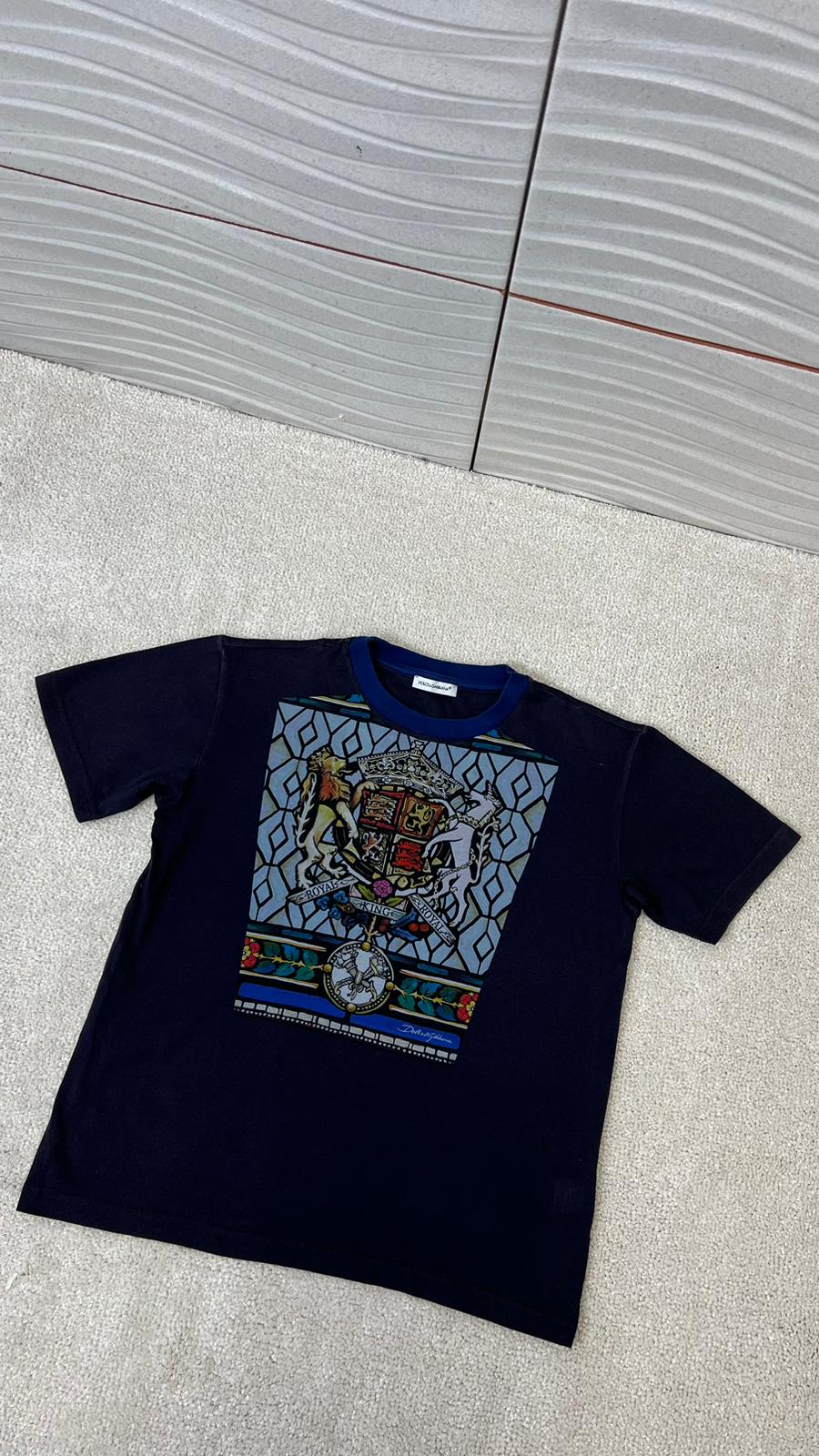 Kids Dolce & Gabbana Navy/Purple Window Shield Print T-Shirt (Age 6)