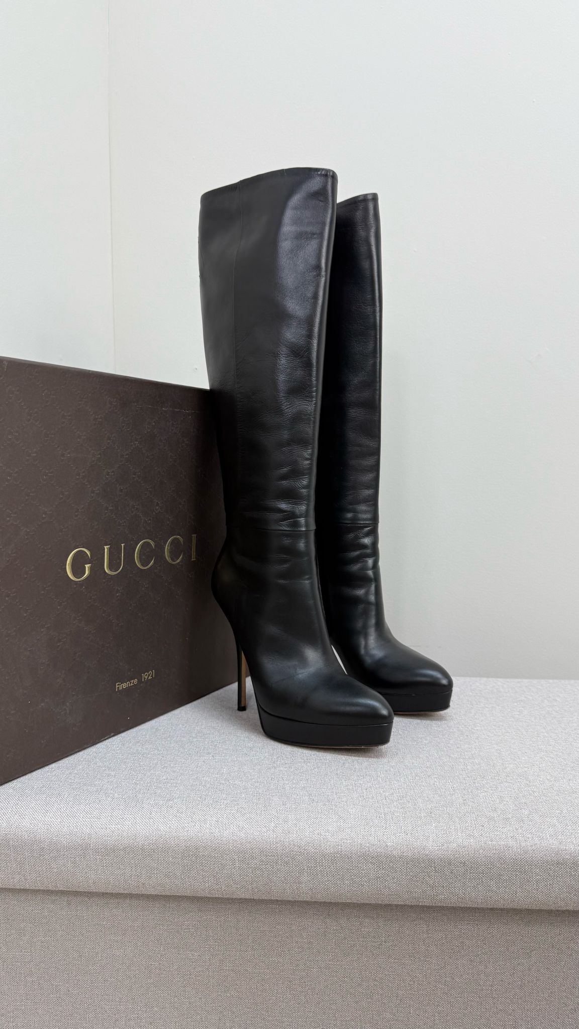 Gucci Black Leather Knee High Boot's - UK 4.5