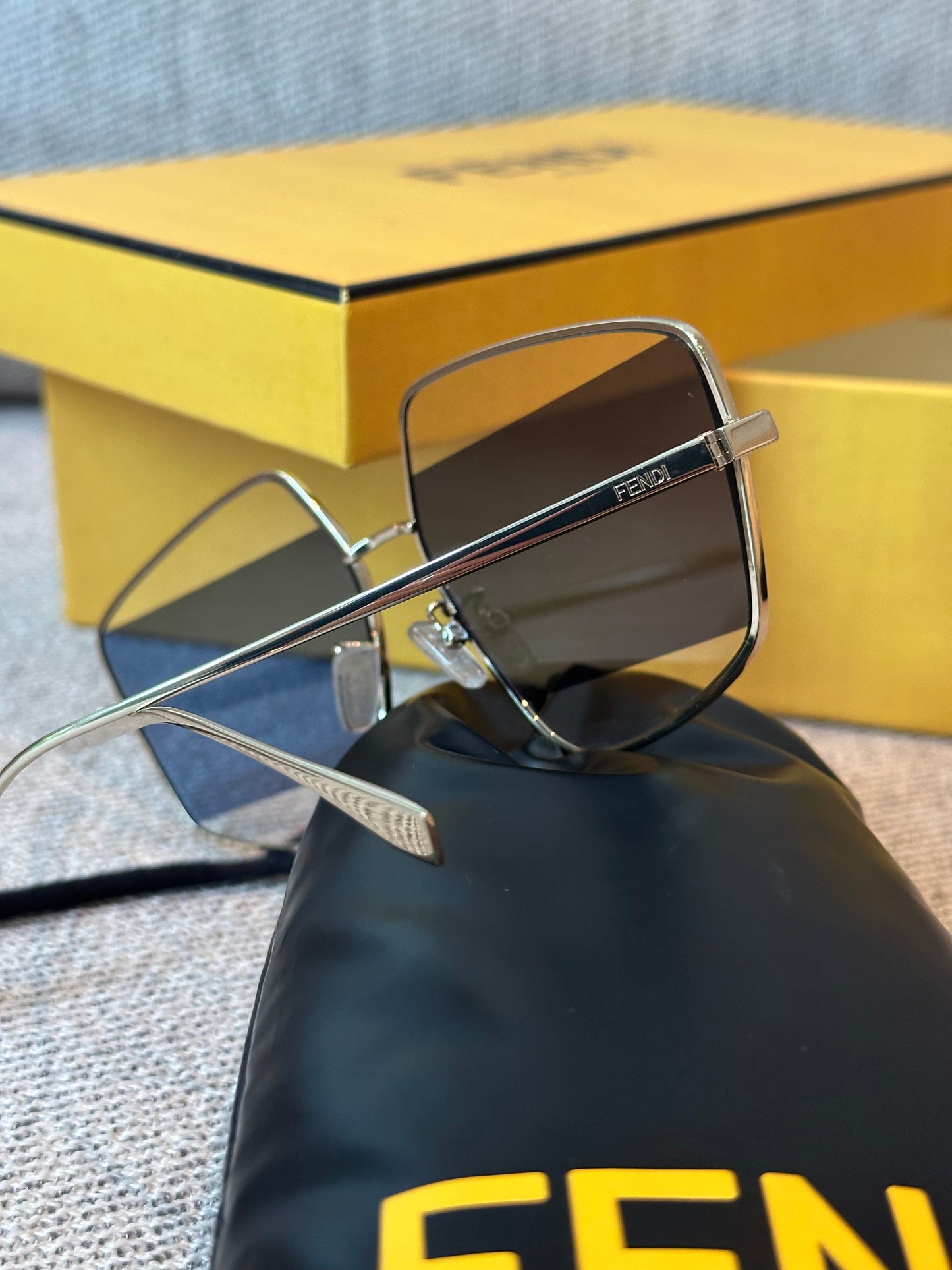 Fendi Blue Two Tone Pentagon Frame Sunglasses