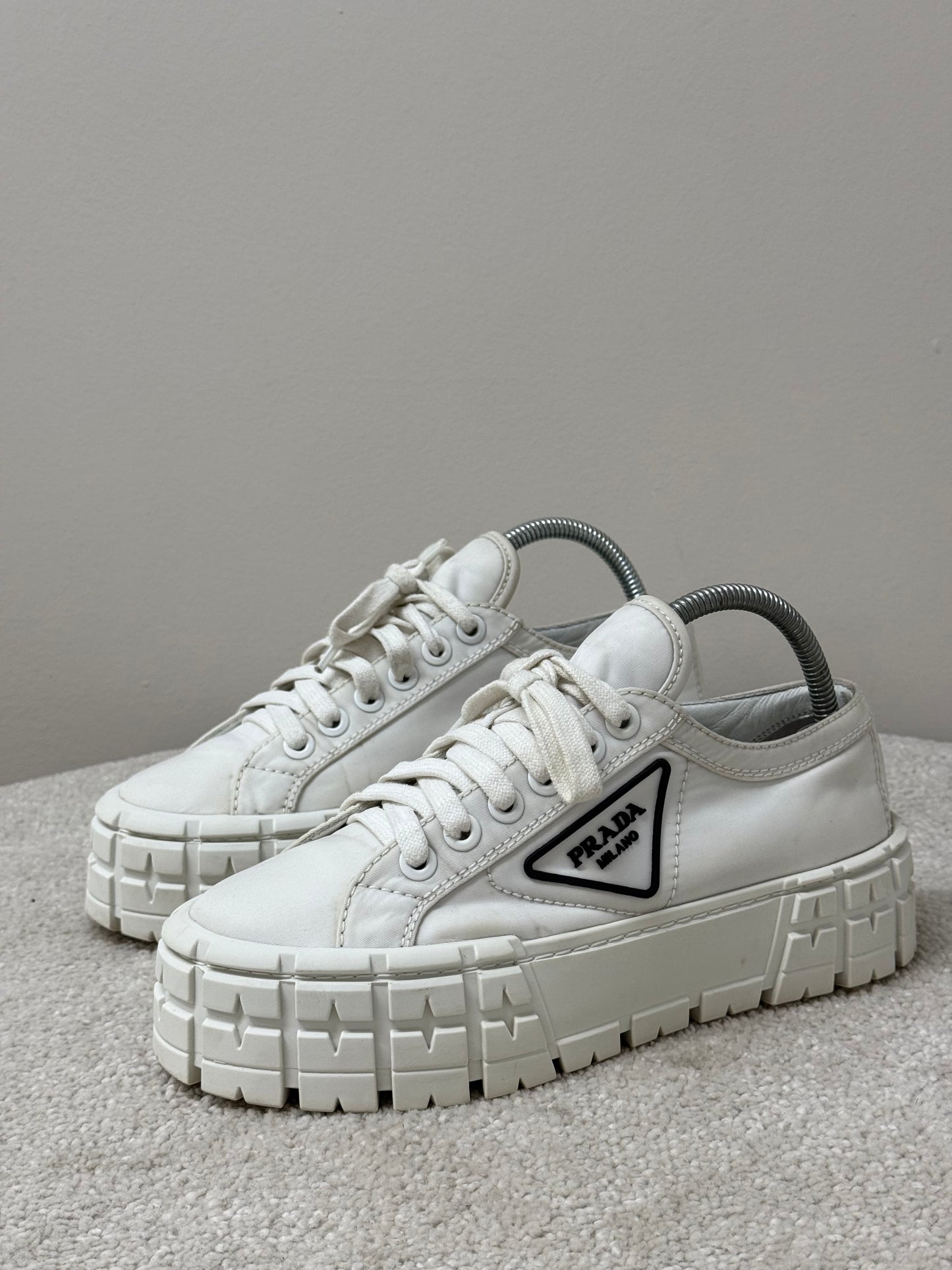 Prada White And Black Double Wheel Trainers -UK 5