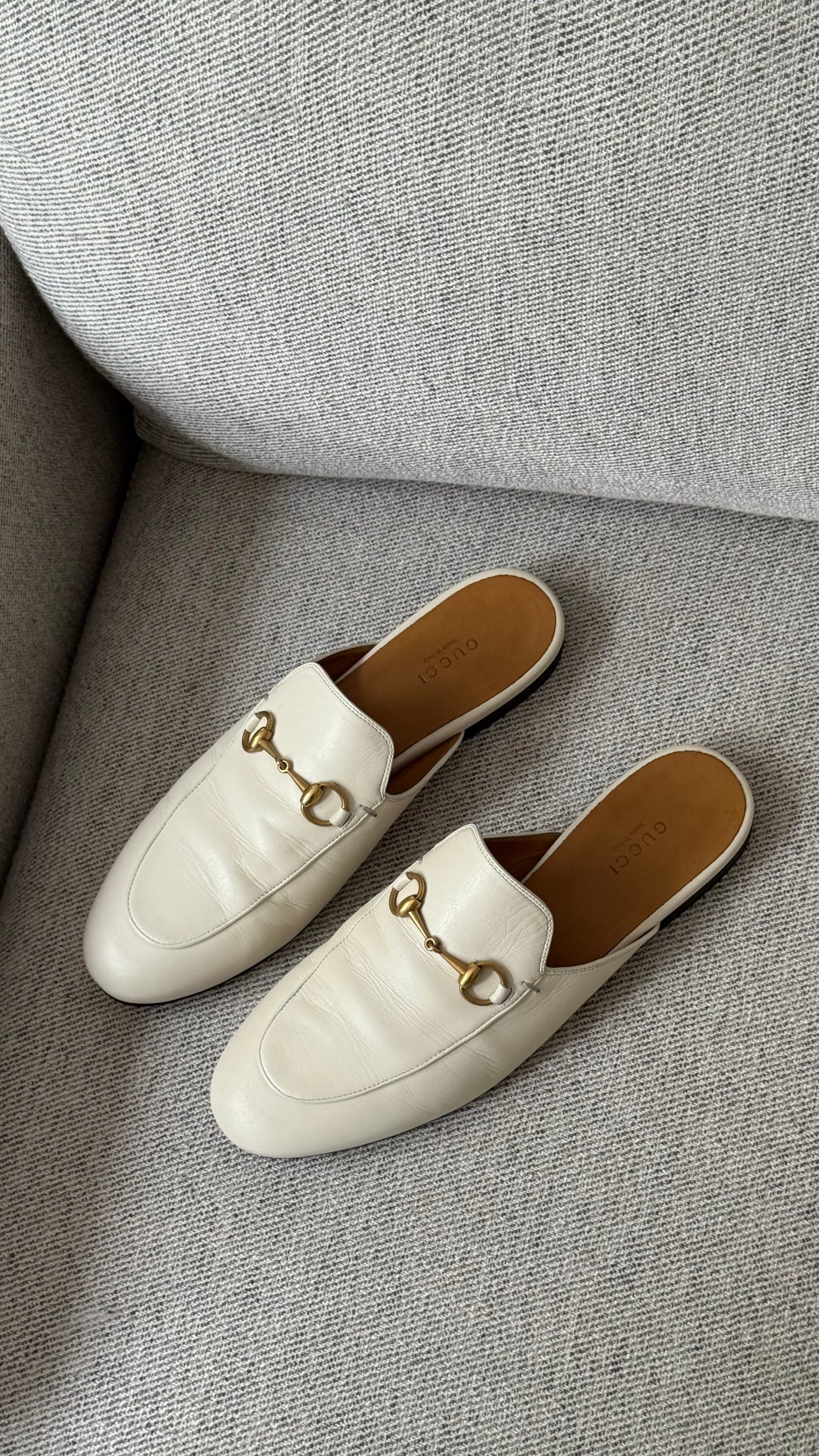 Gucci Cream Princetown Slider -UK 5.5