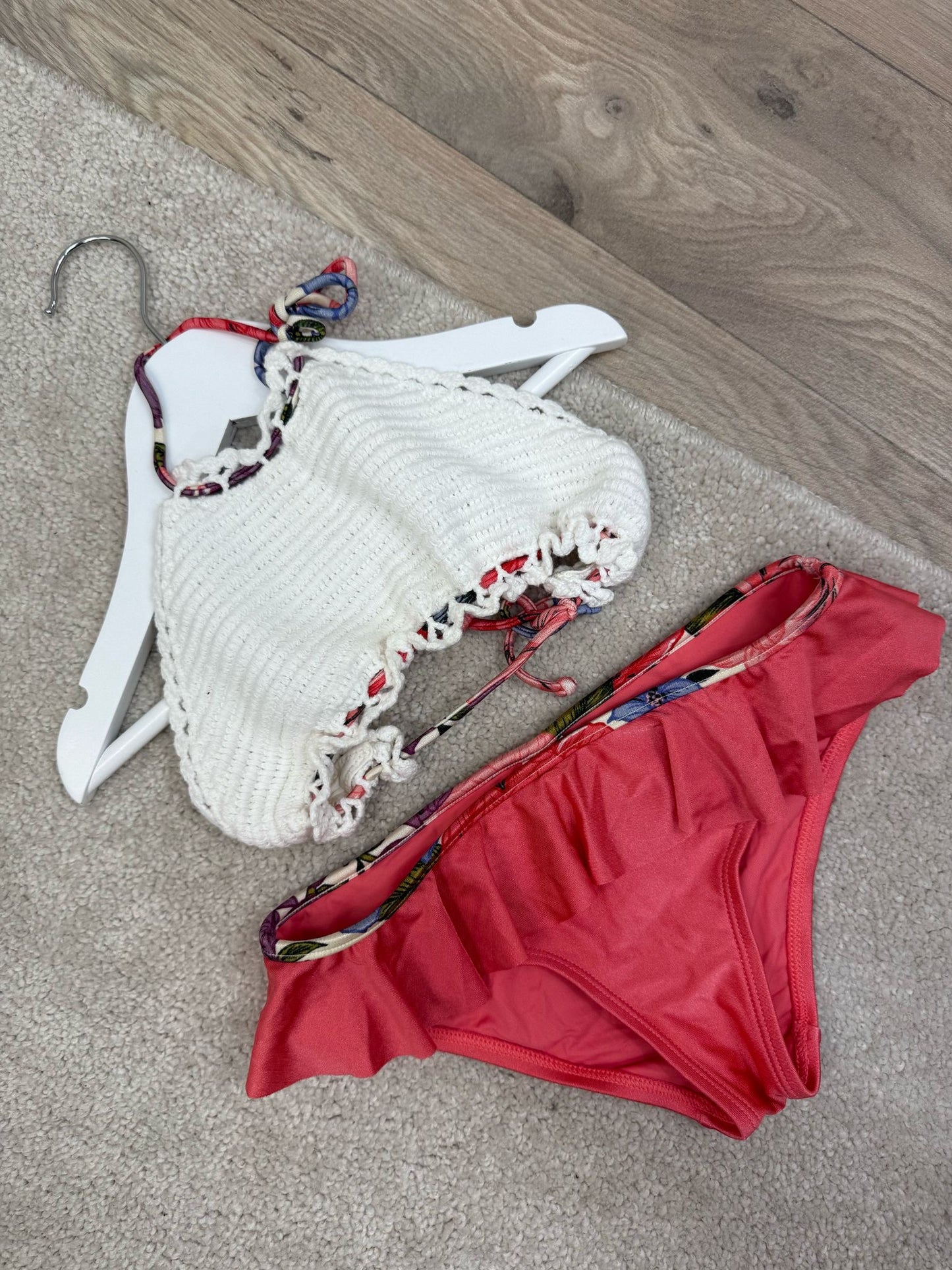 Kids Zimmermann White Top Dusk Orange Bottom Bikini- Age 8