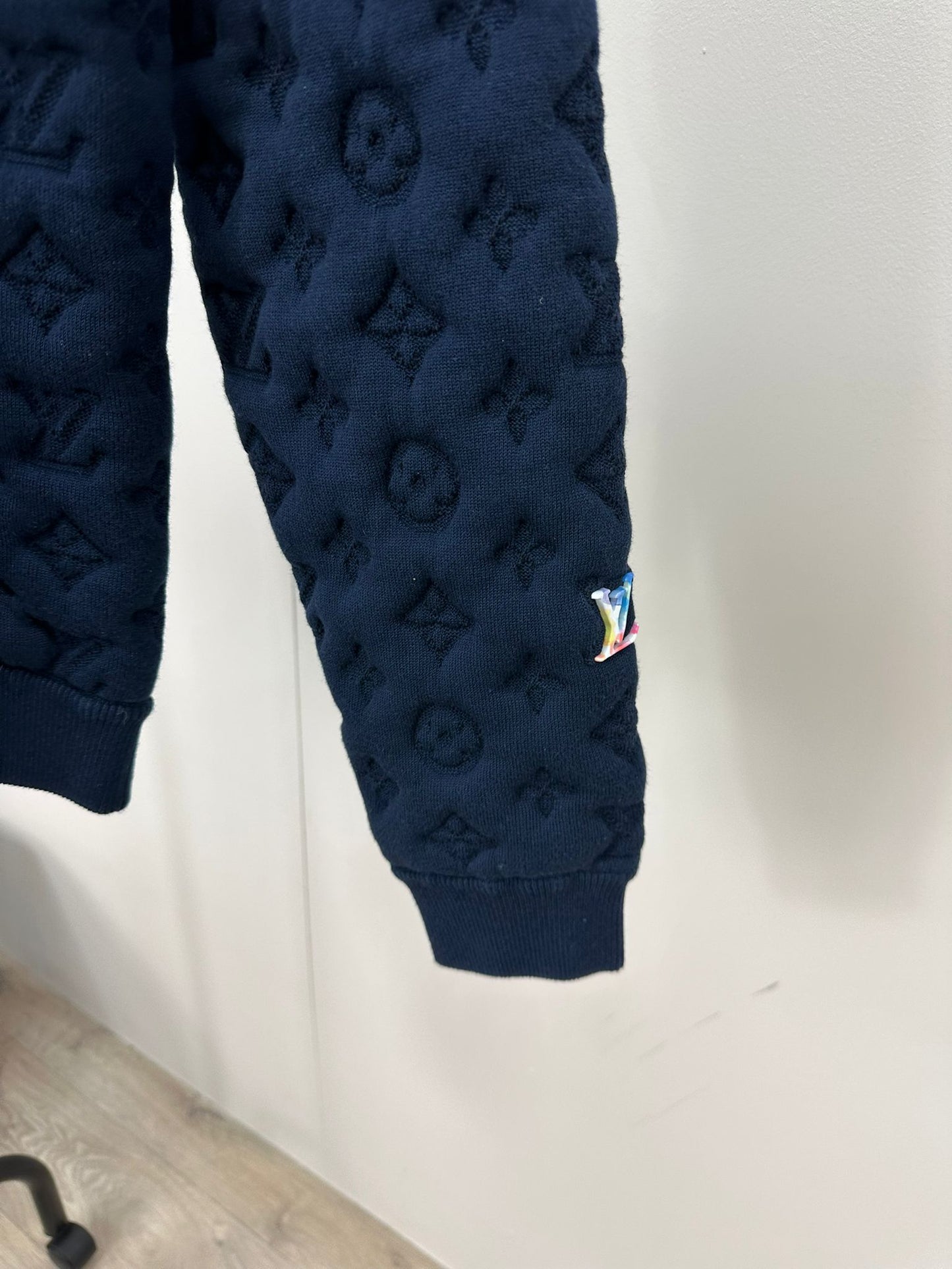 Louis Vuitton Navy Embossed Monogram Pilot Jacket - Small