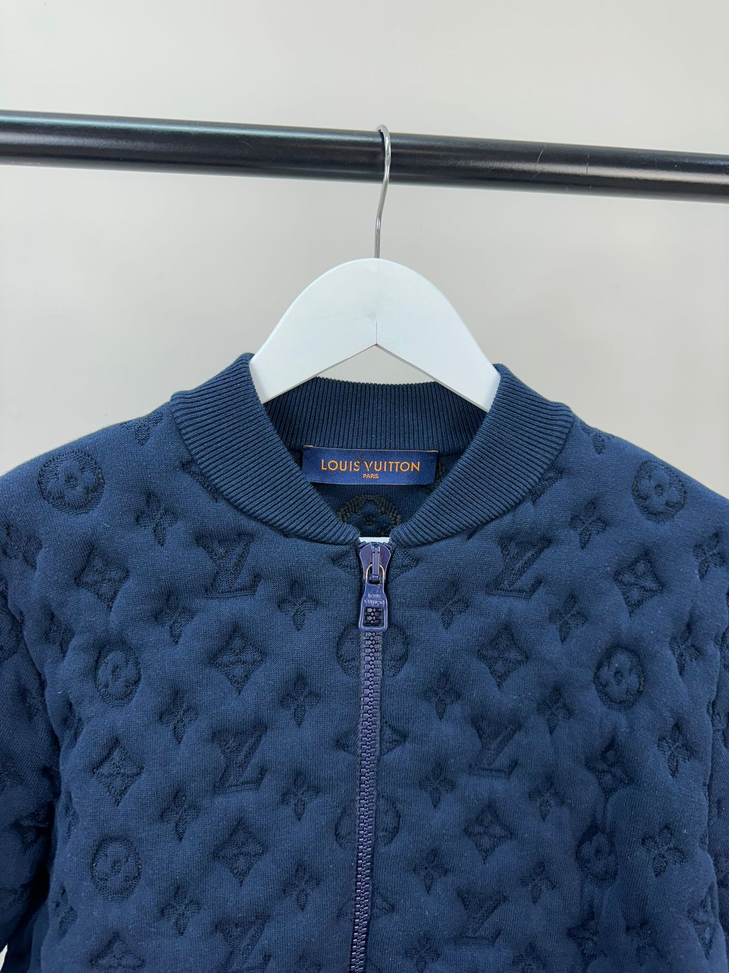 Louis Vuitton Navy Embossed Monogram Pilot Jacket - Small