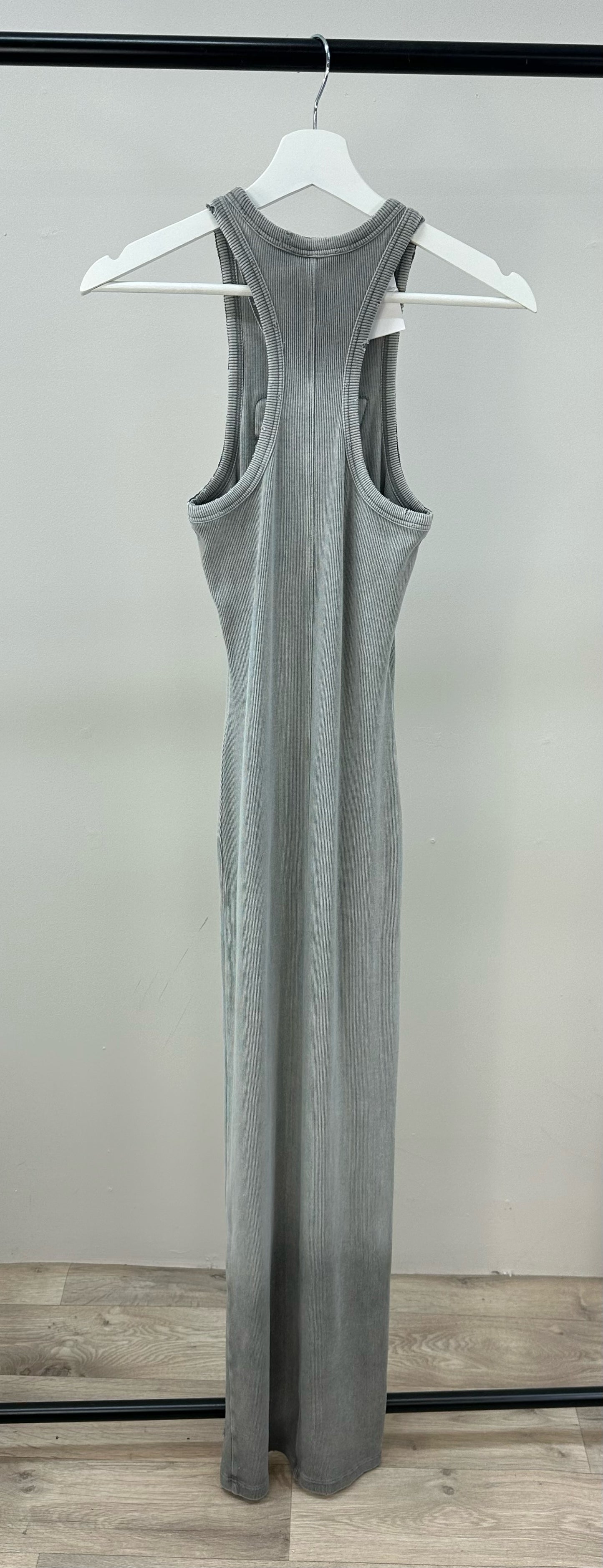 Alexander Wang Grey Ribbed WANG Maxi Dress-New In Tags 10/Small