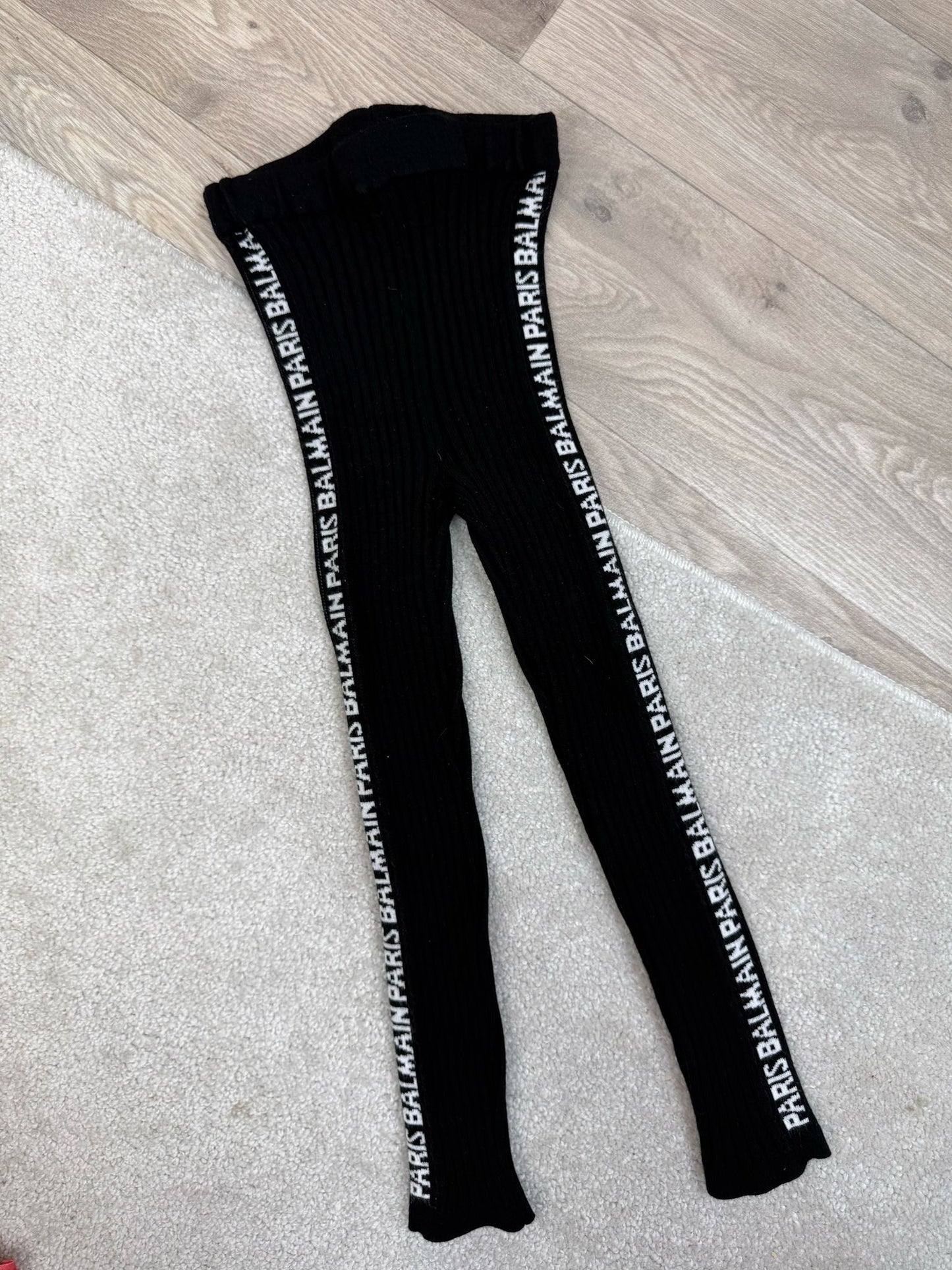 Kids Balmain Black Frill Jumper & Black Ribbed Logo Leggings - Age 6