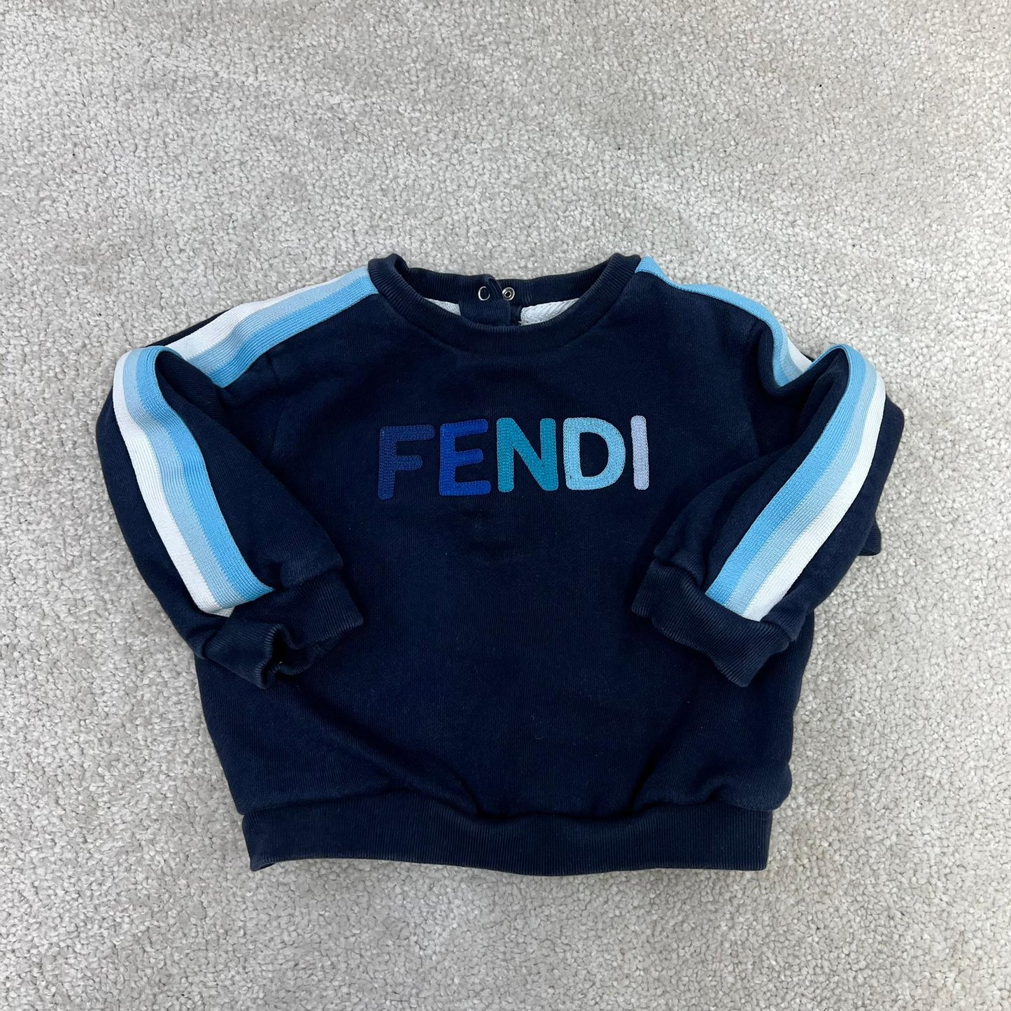 Kids Fendi White Blue Logo Jumper - 12M