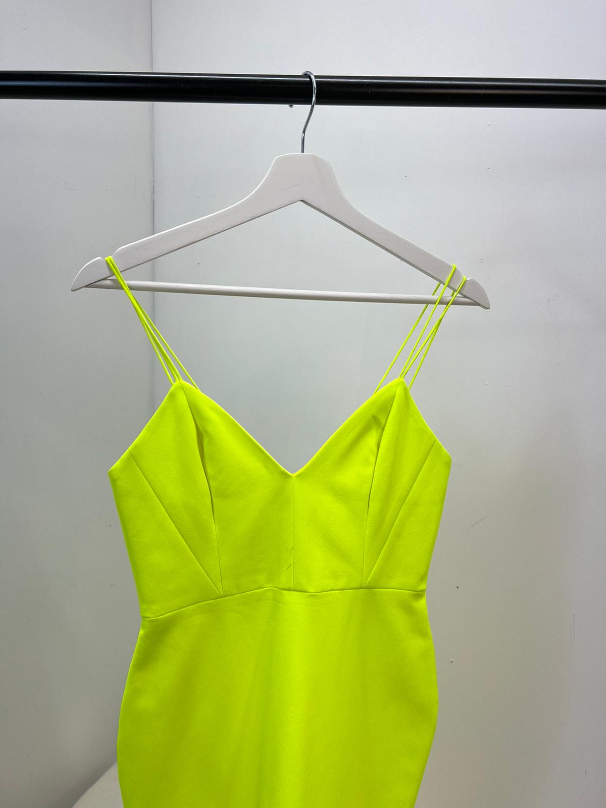 Alex Perry Green yellow Strap Zip Up Dress - UK 10