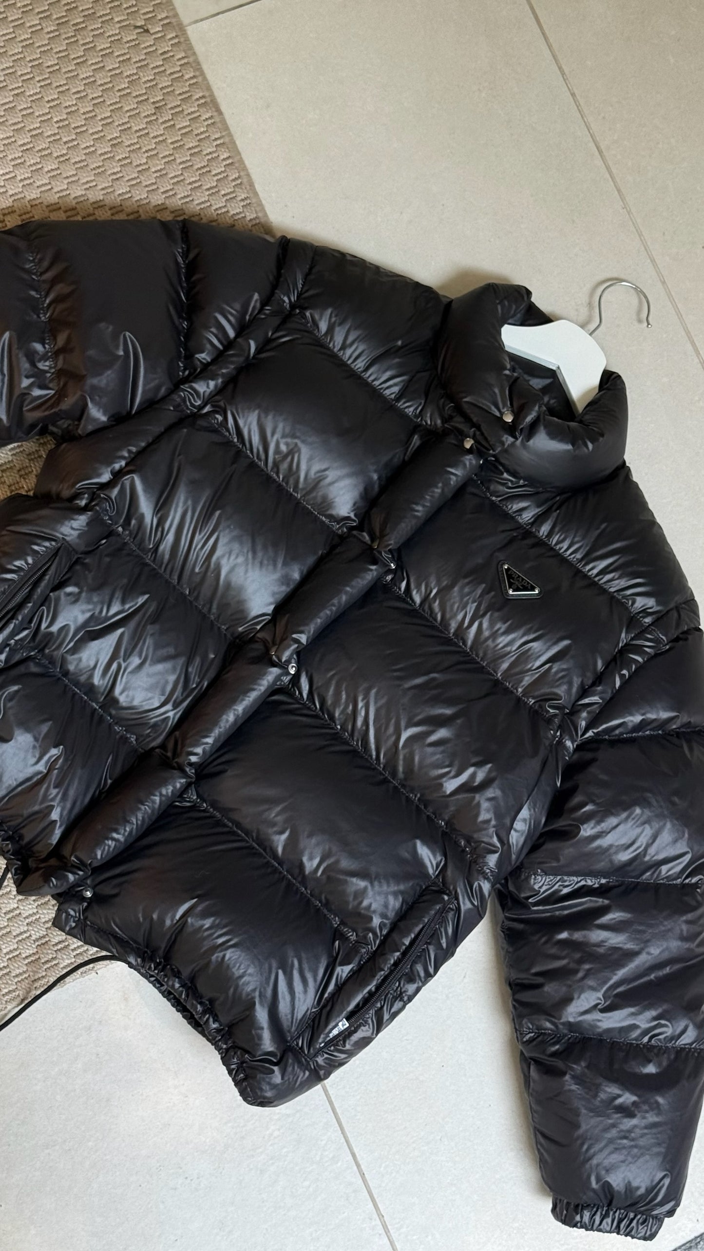 Prada Black Nylon Puffer Jacket-Small , Label 38