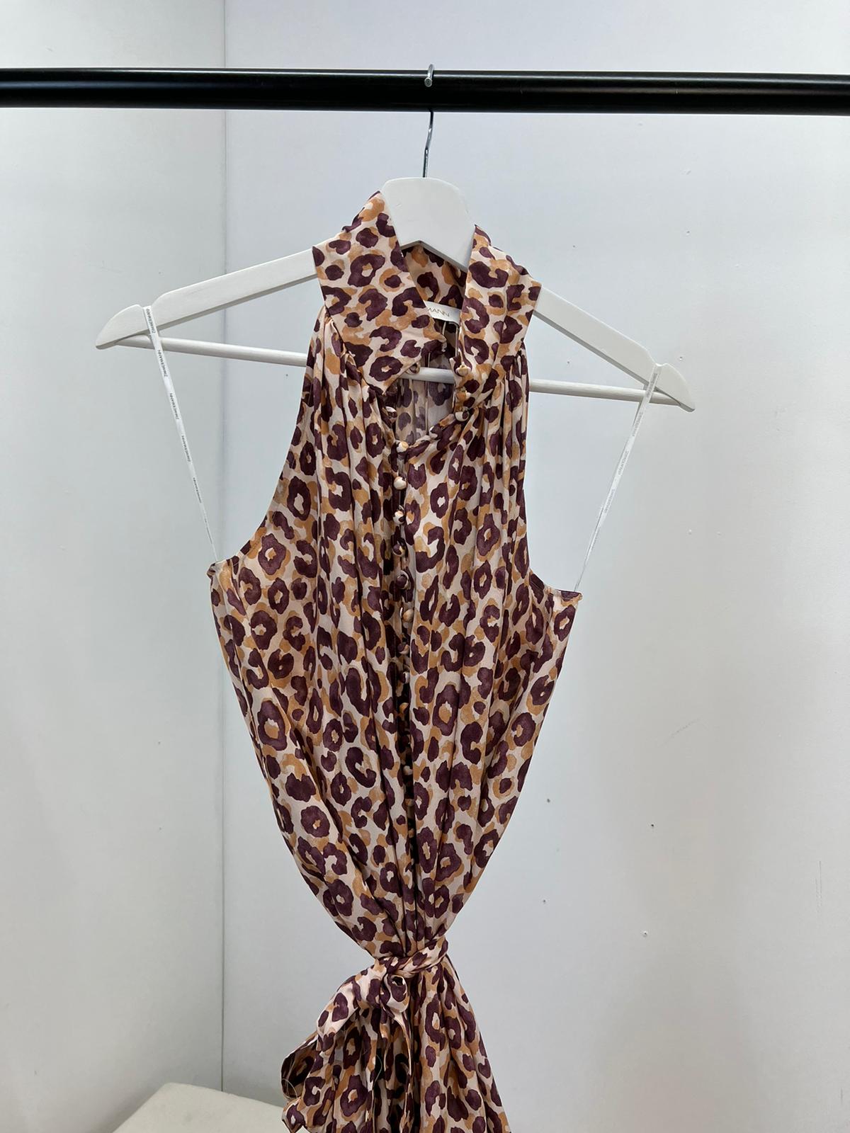 Zimmermann Nude And Burgundy Silk Swing Mini Dress (uk8/New In Tags)