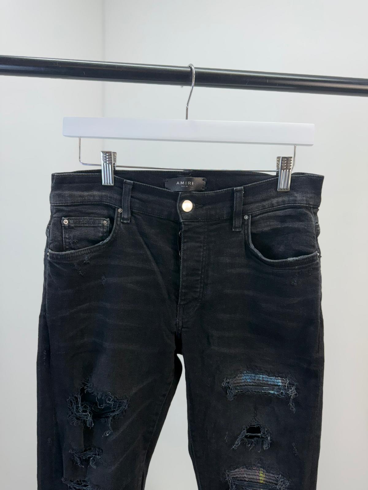 Amiri Black Pink Blue MX1 Ripped Jeans -30