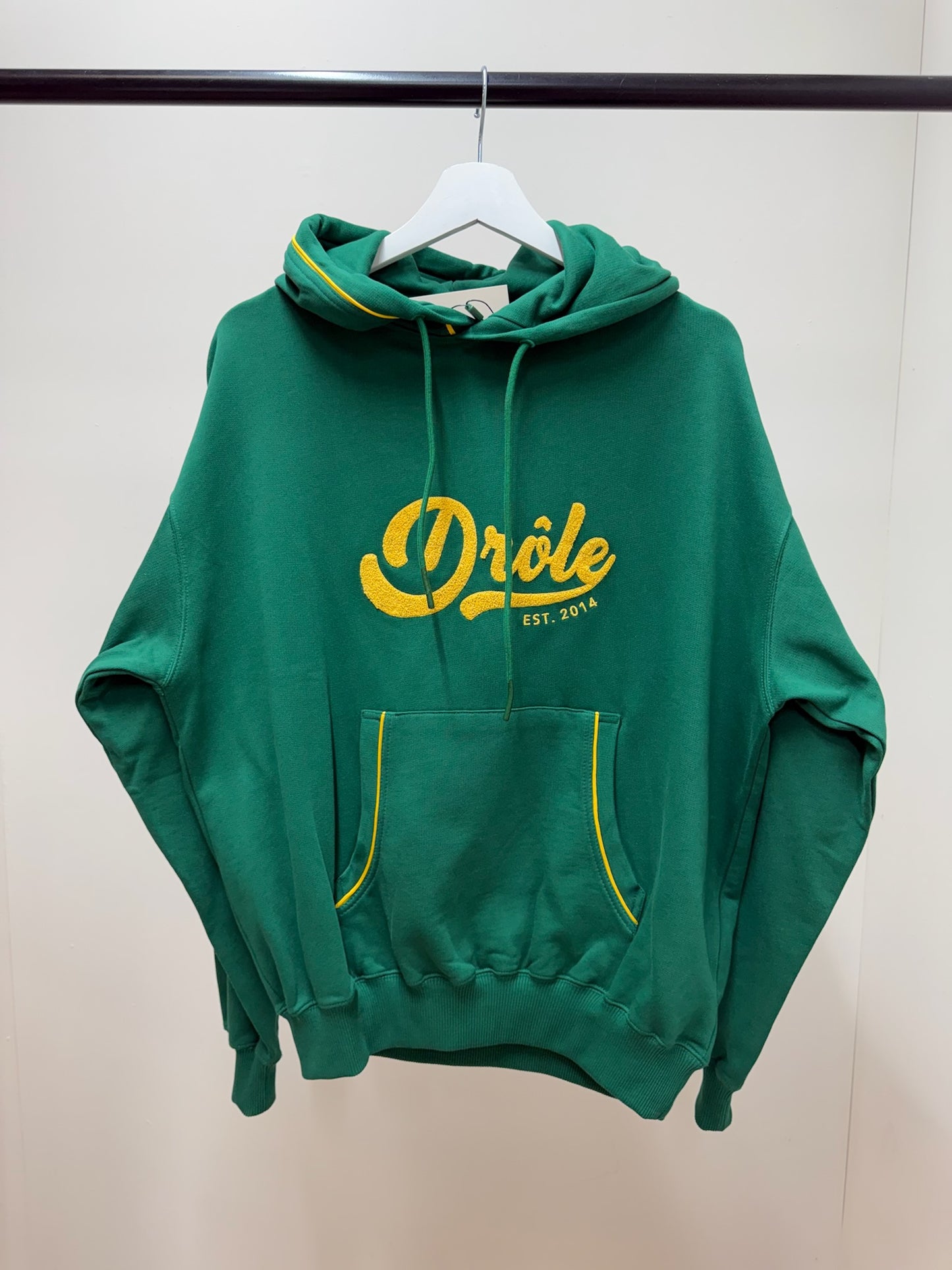Drôle De Monsieur Green Yellow Logo Hoodie- In Tags Small