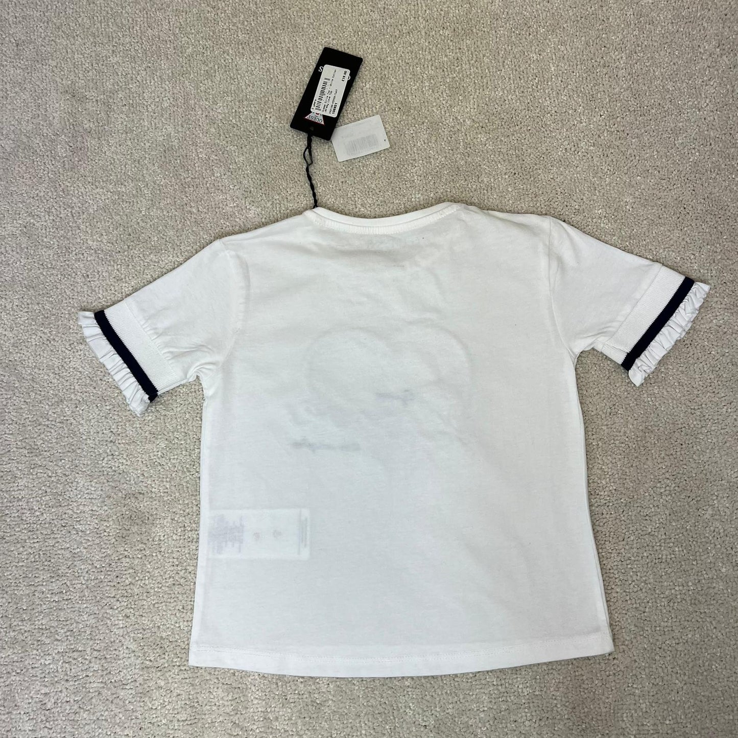 Kids Guess White Black Logo Heart T-Shirt, In Tag - Age 5