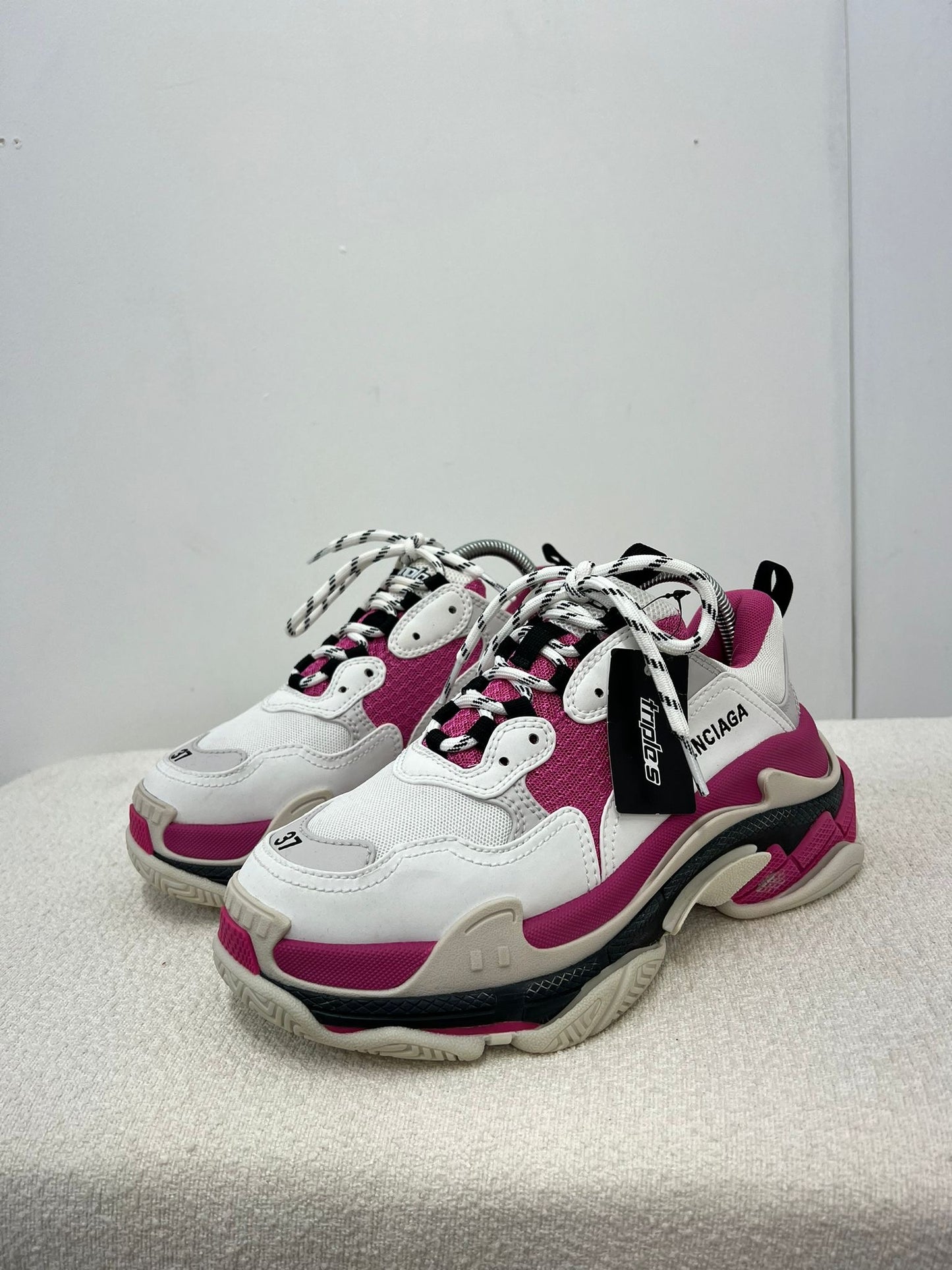 Balenciaga White And Pink Triple S Trainers , Brand New- UK 4