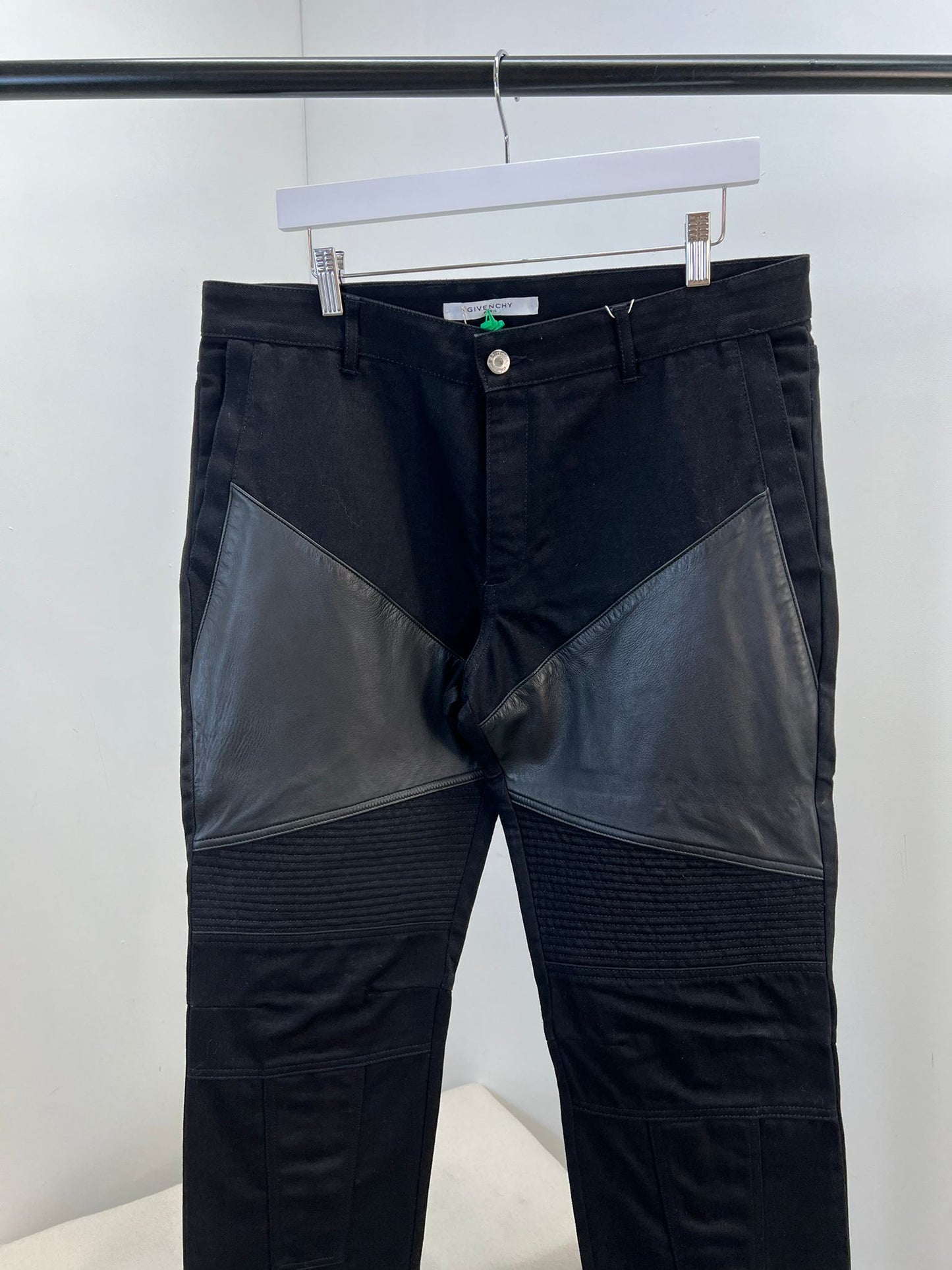 Givenchy Black Panel Biker Leather Styled Jeans JL4 - Label 36