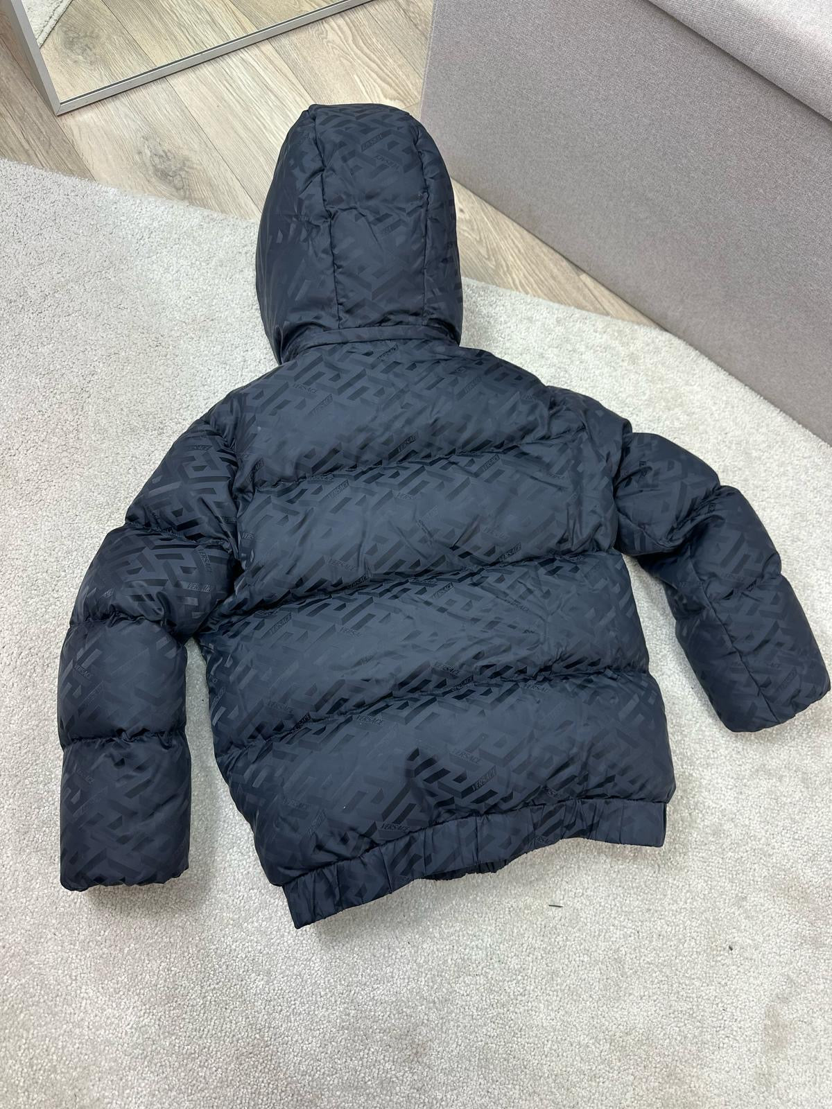 Versace Kids Navy Padded La Greca Coat Age 8