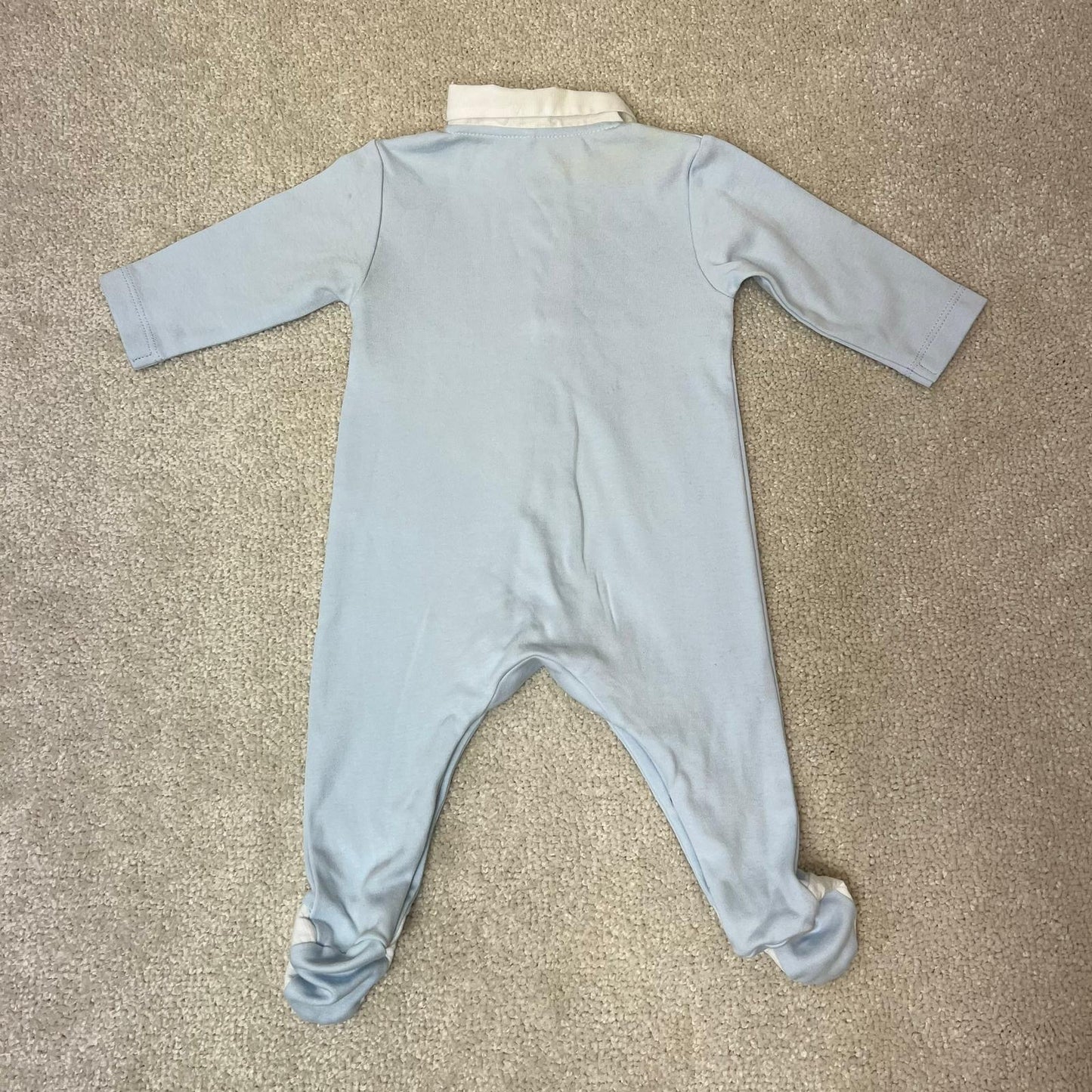 Kids laranjnha Baby Blue & White Polo Detail Sleepsuit - 3M