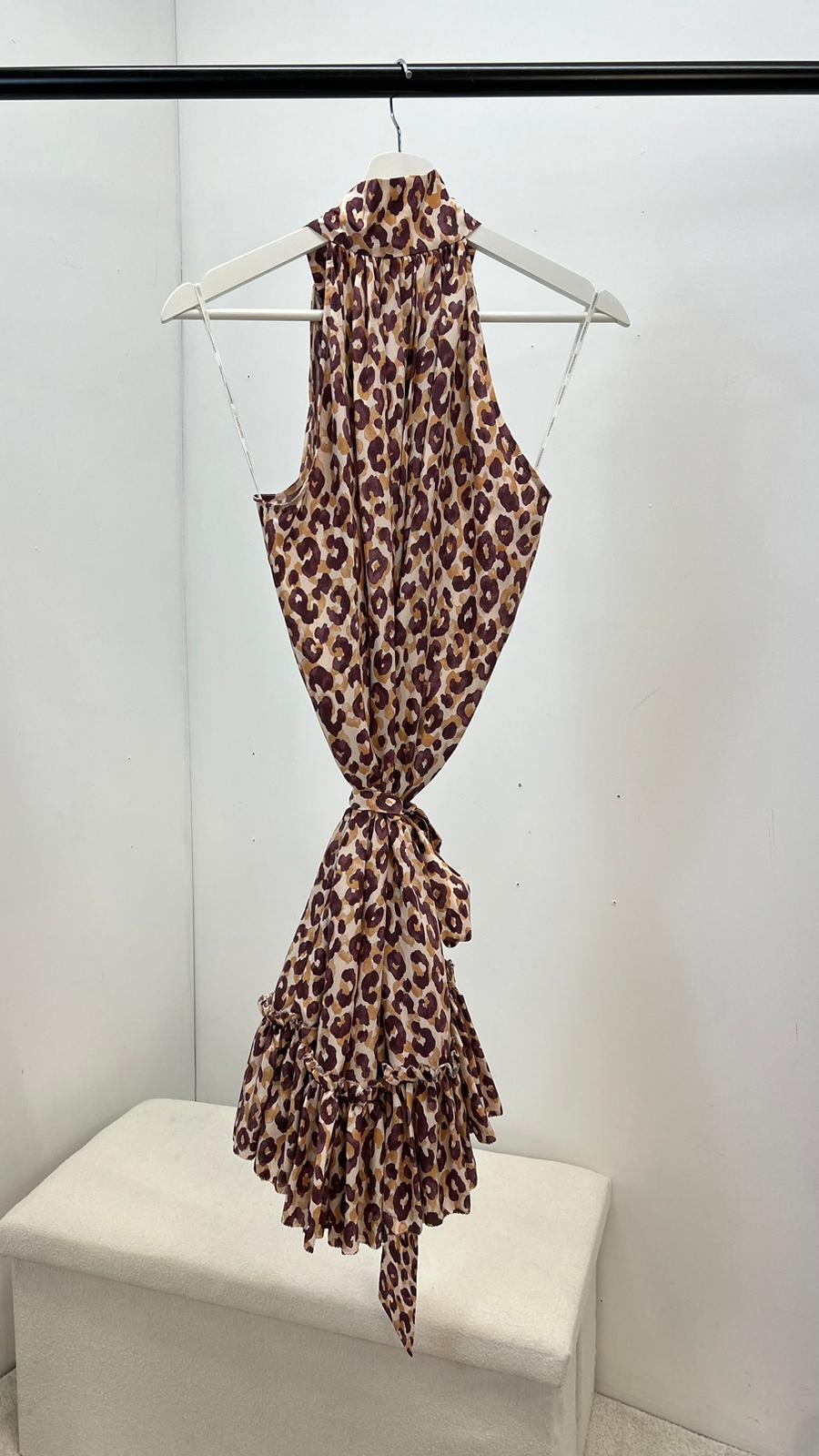 Zimmermann Nude And Burgundy Silk Swing Mini Dress (uk8/New In Tags)