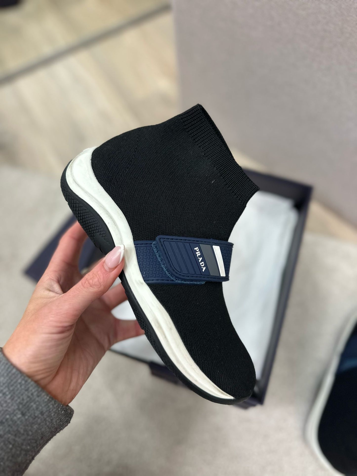 Prada Marine Sport Knit Boot Trainers - Eu 32