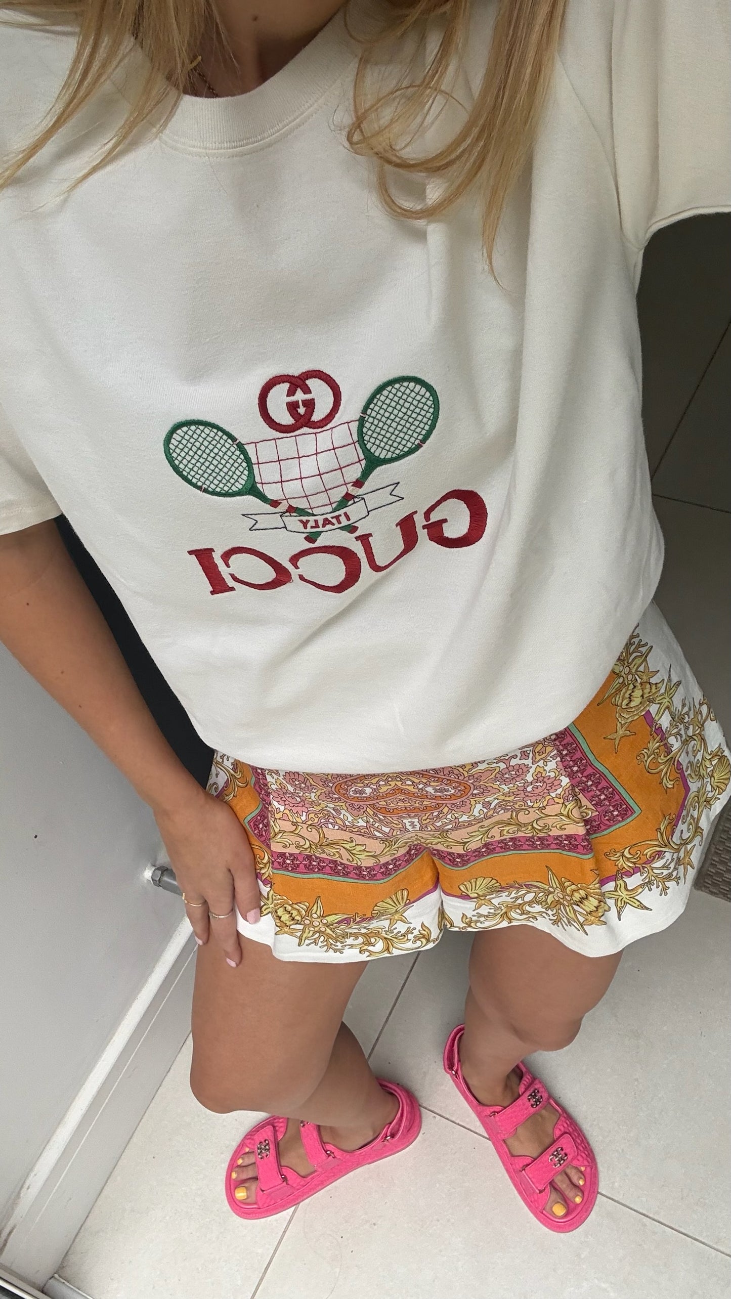 Gucci Cream Tennis T-Shirt-Large