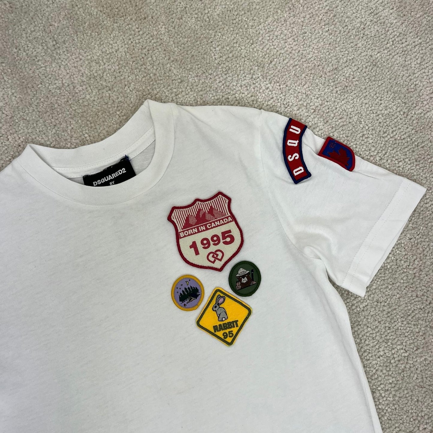 Kids Dsquared2 white born in canada badge t-shirt - Age 8, Small Fit