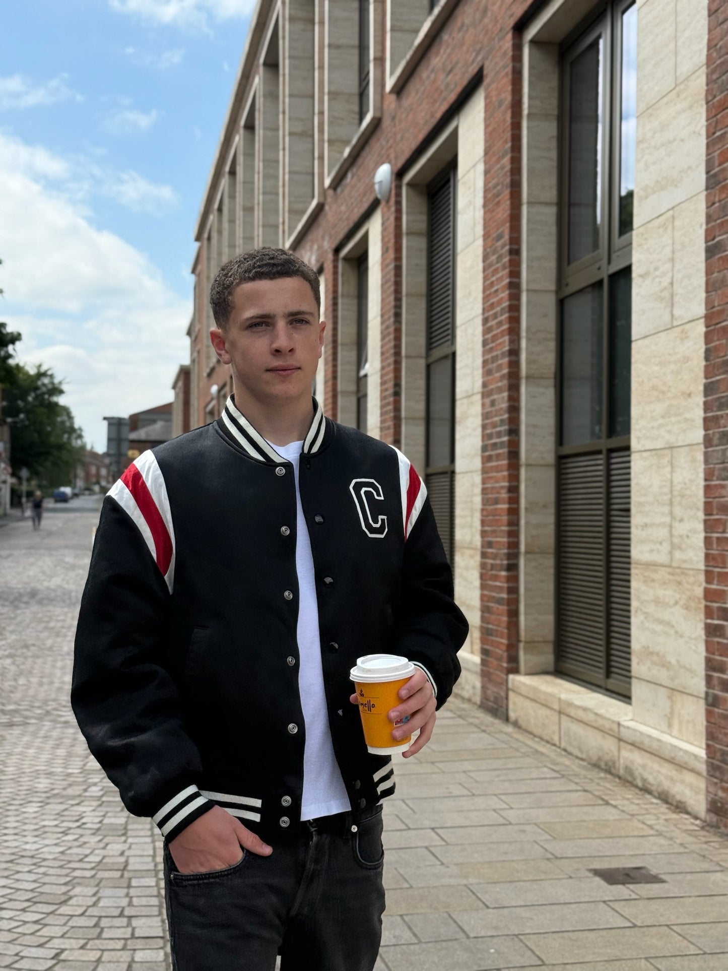 Celine Logo Varsity Bomber-50, UK Large