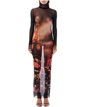 Jean Paul Gaultier Pigalle-print tulle maxi dress - Medium
