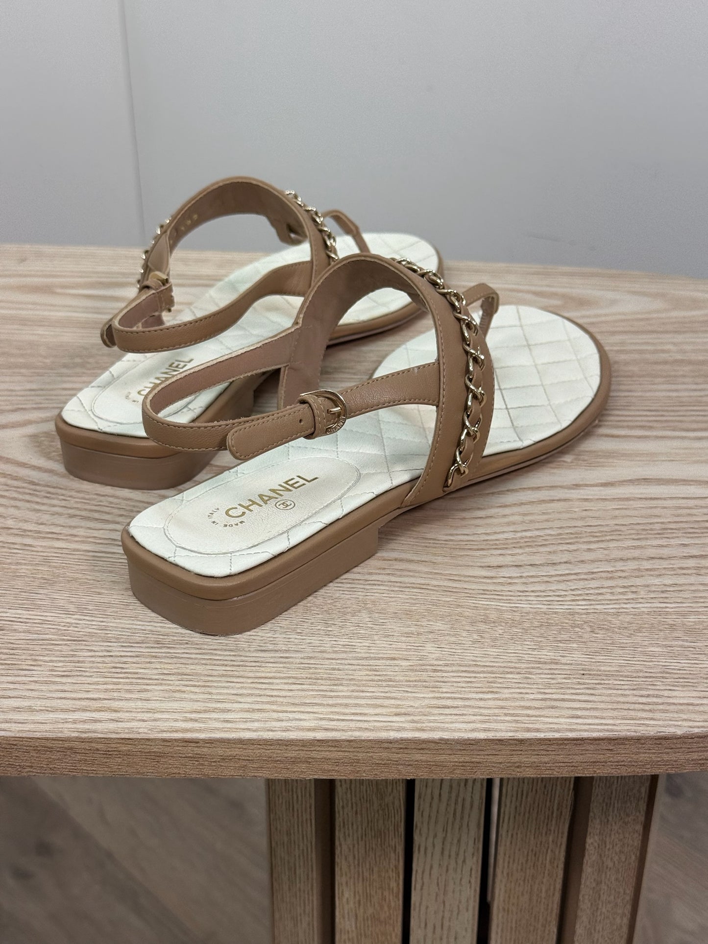 Chanel CC Thong Nude Chain Sandle - UK 7