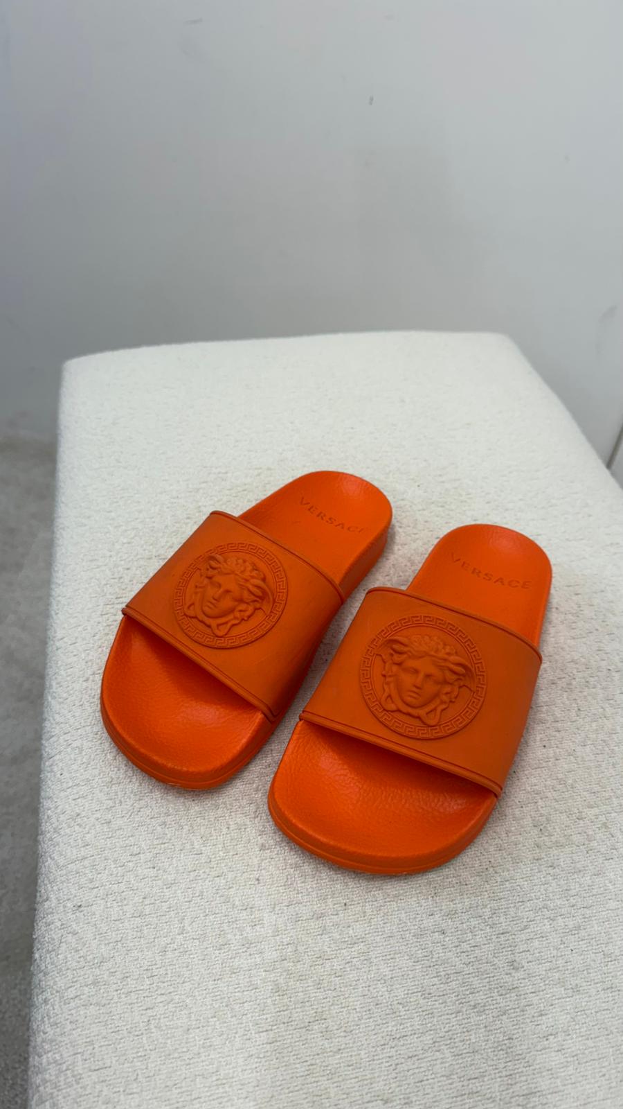 Kids Versace Orange Medusa Slider - EU 35 UK 2.5