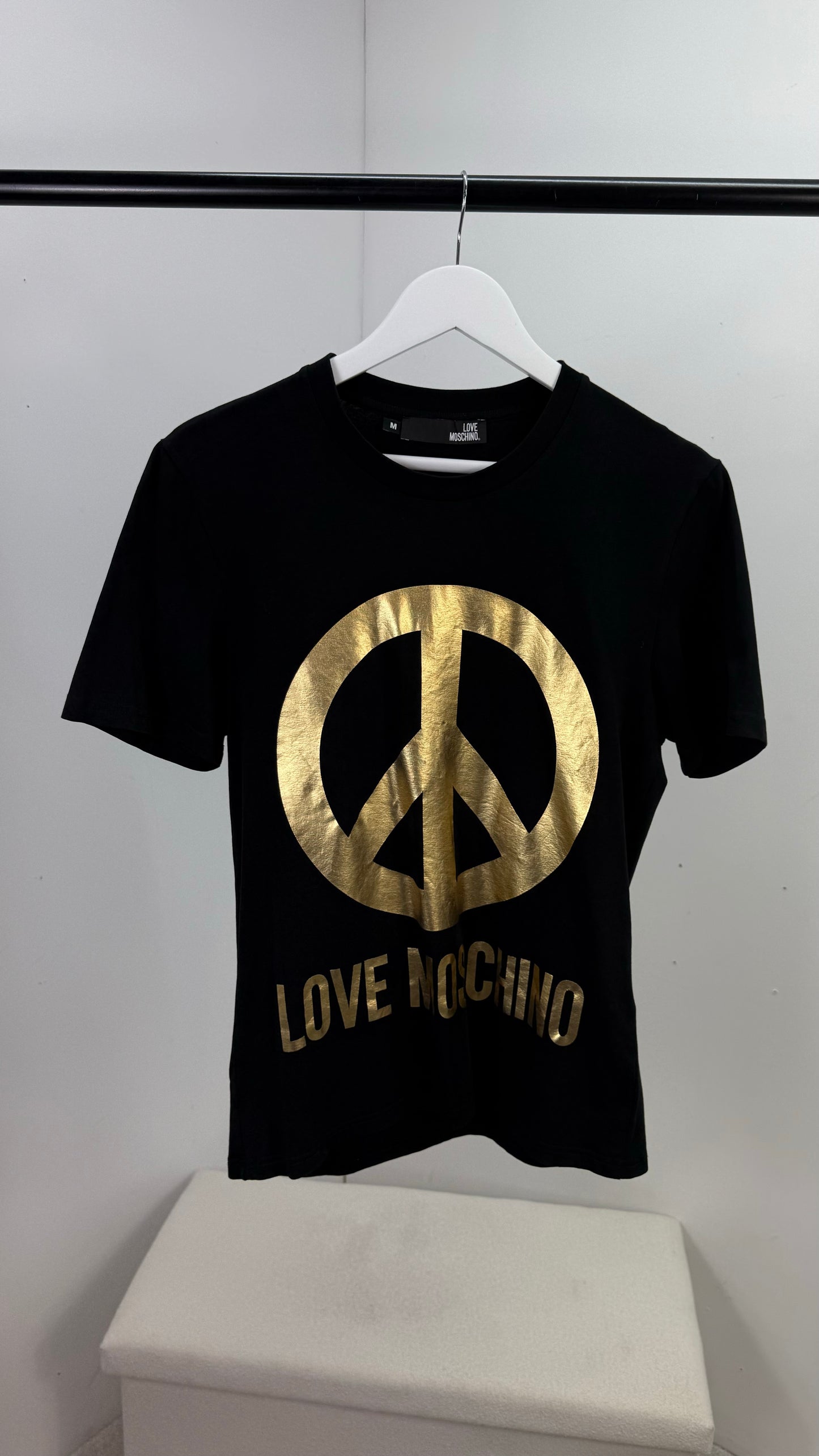 Moschino Black Gold Peace T-Shirt - Medium