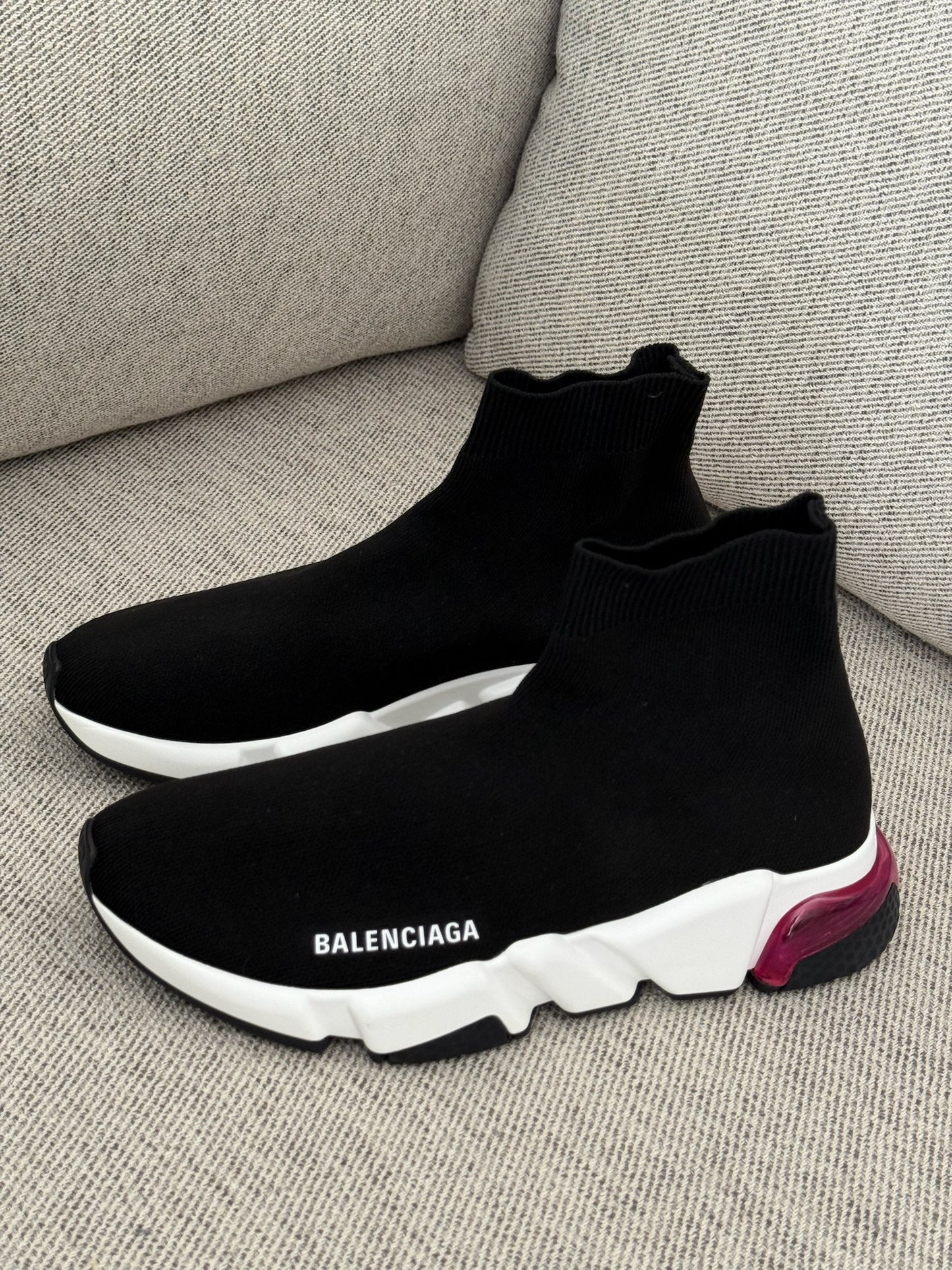 Balenciaga Black White Pink Speed Trainers- UK 5