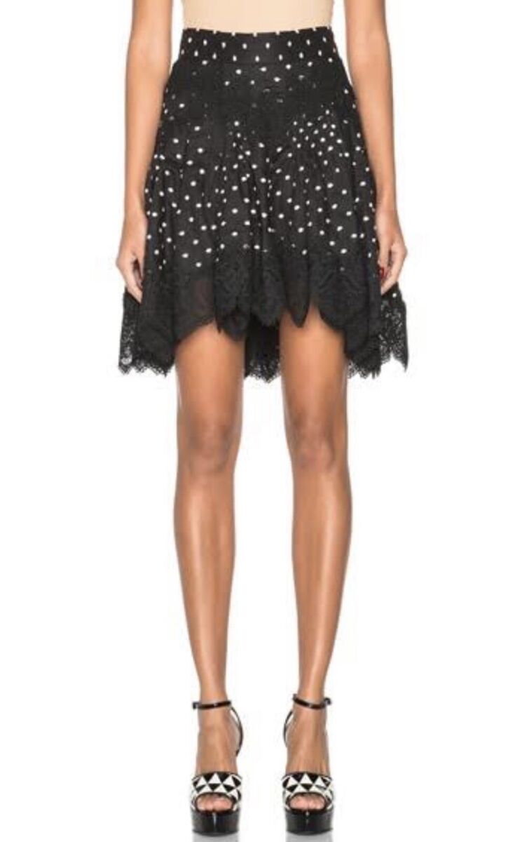 Zimmermann Black Polkadot Skirt - 0 Uk 8