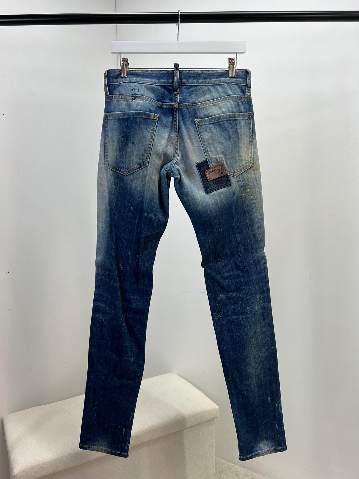 Dsquared2 Mens Blue Yellow Splash Jean - Label 44