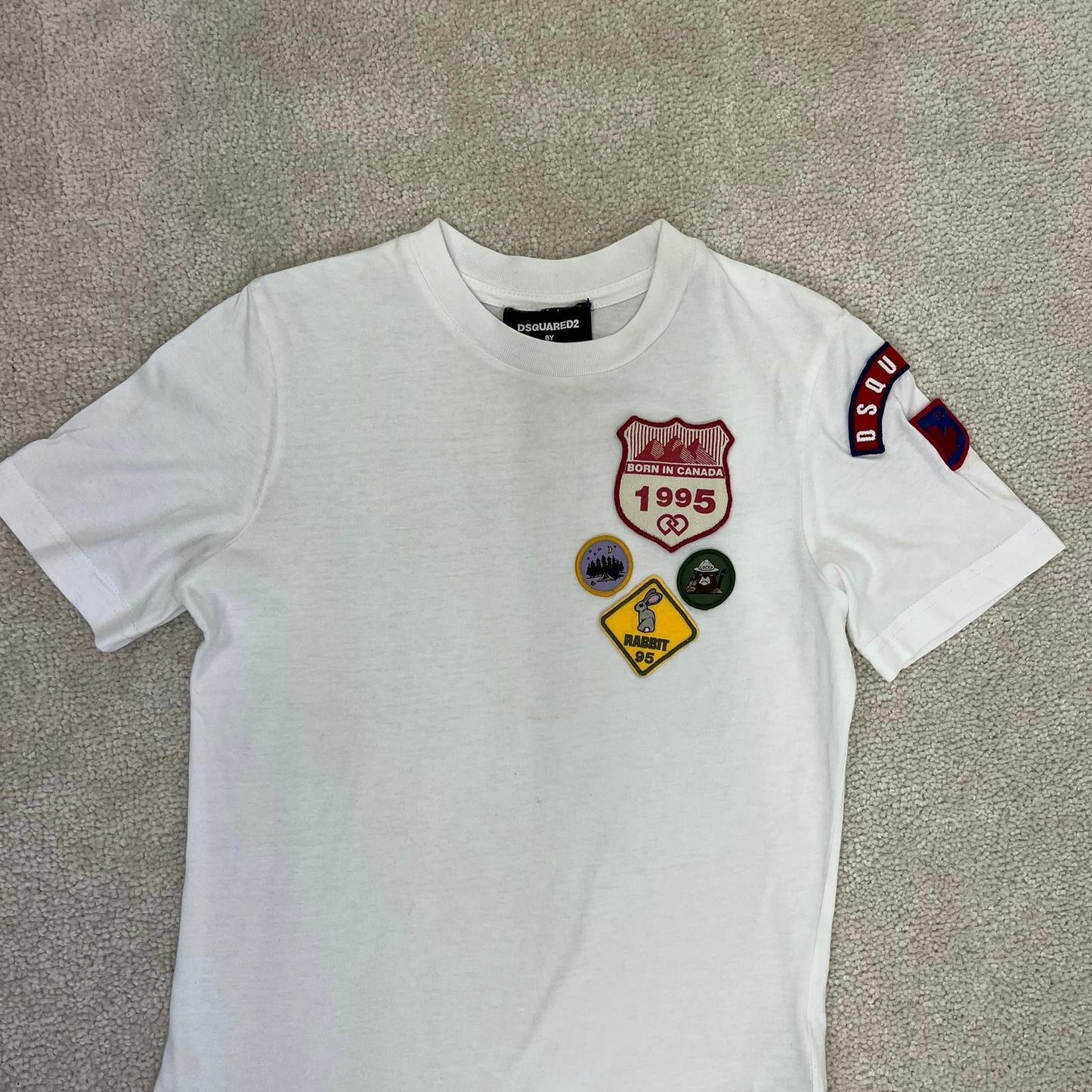 Kids Dsquared2 white born in canada badge t-shirt - Age 8, Small Fit