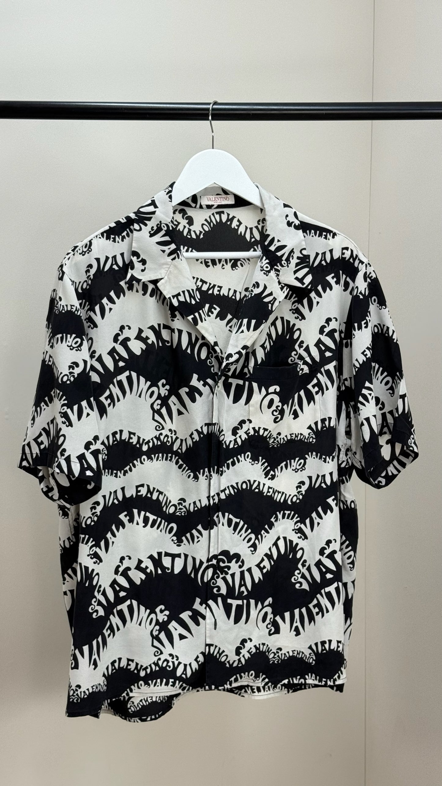 Valentino Black White Multi Logo Shirt - 48/Medium