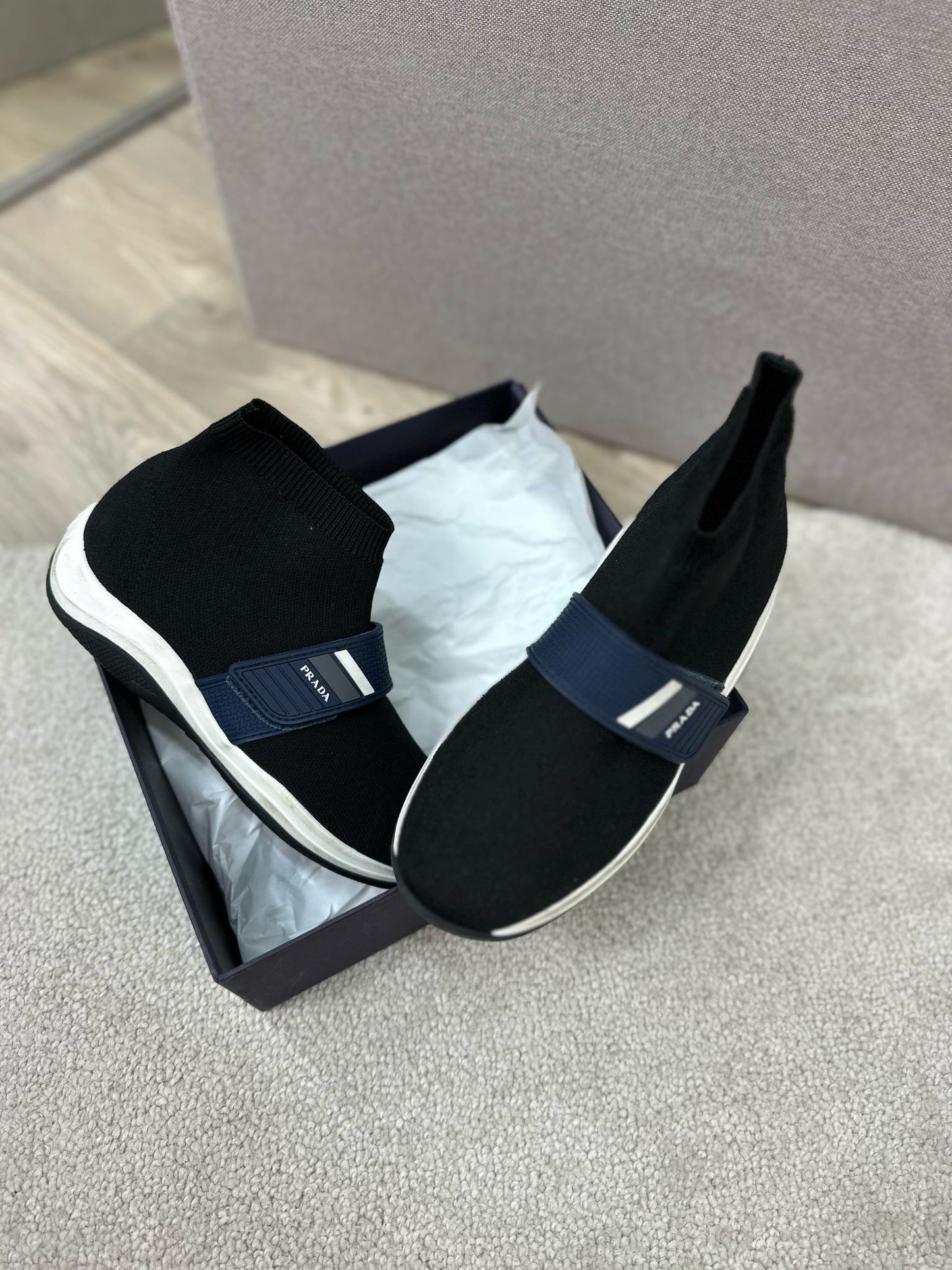 Prada Marine Sport Knit Boot Trainers - Eu 32