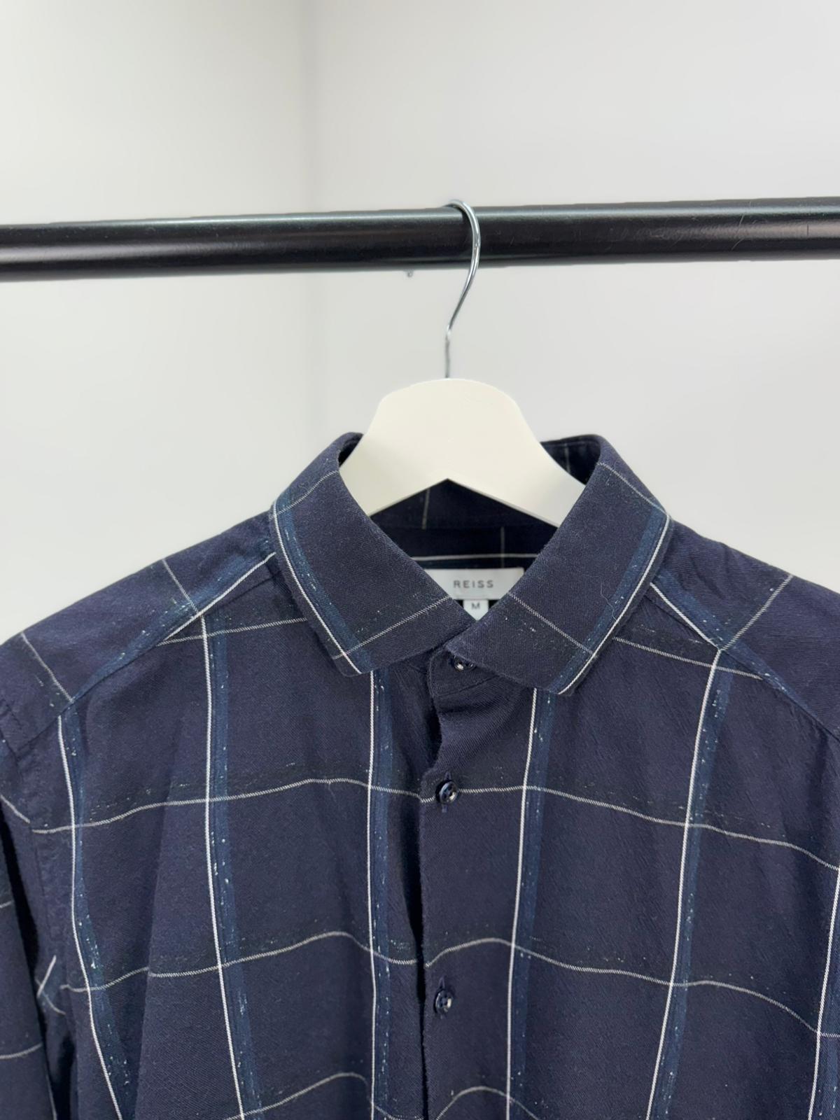 Reiss Navy Striped Slim Fit Shirt- Medium