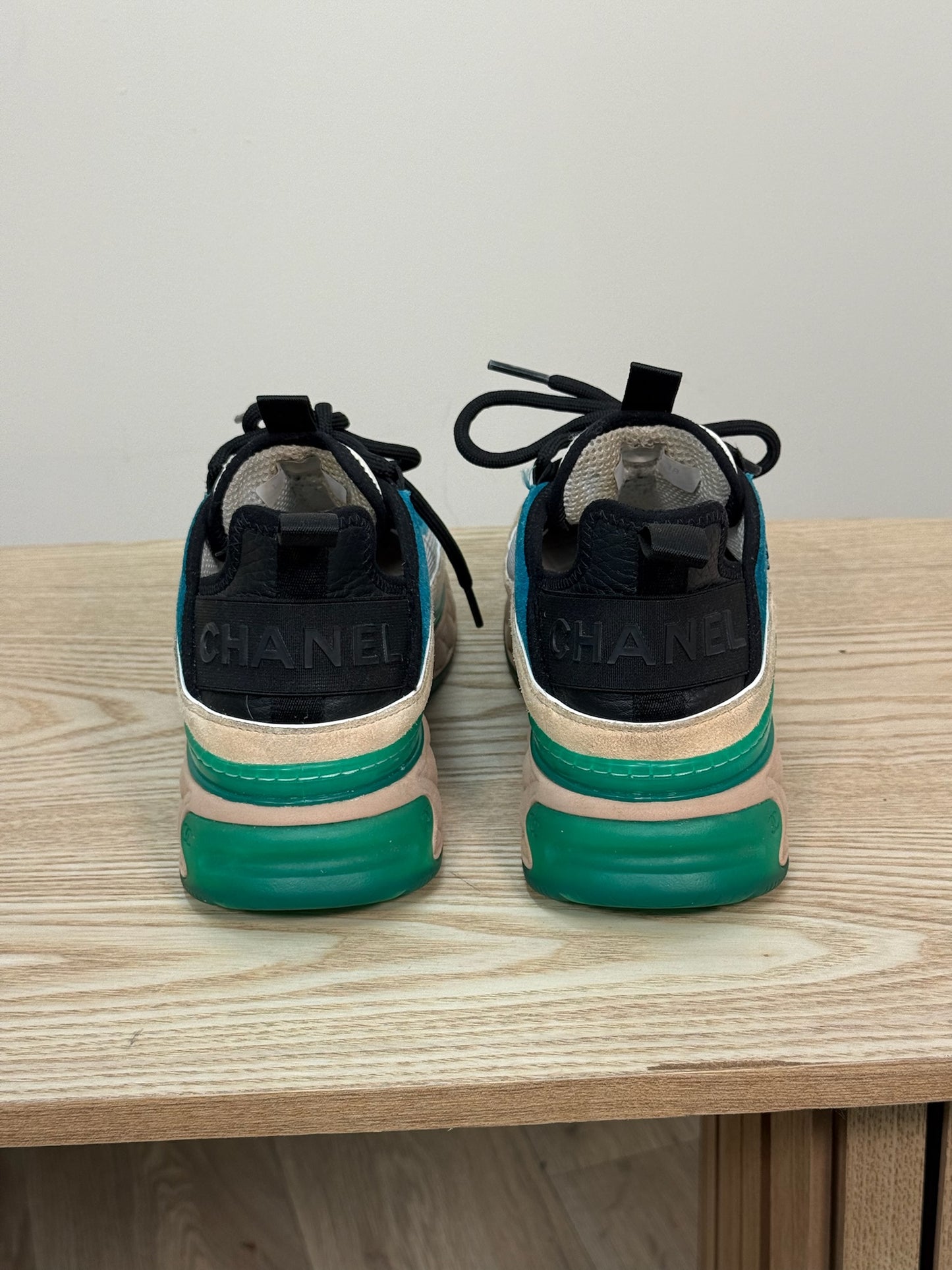Chanel White Blue Green Trainers - UK 5