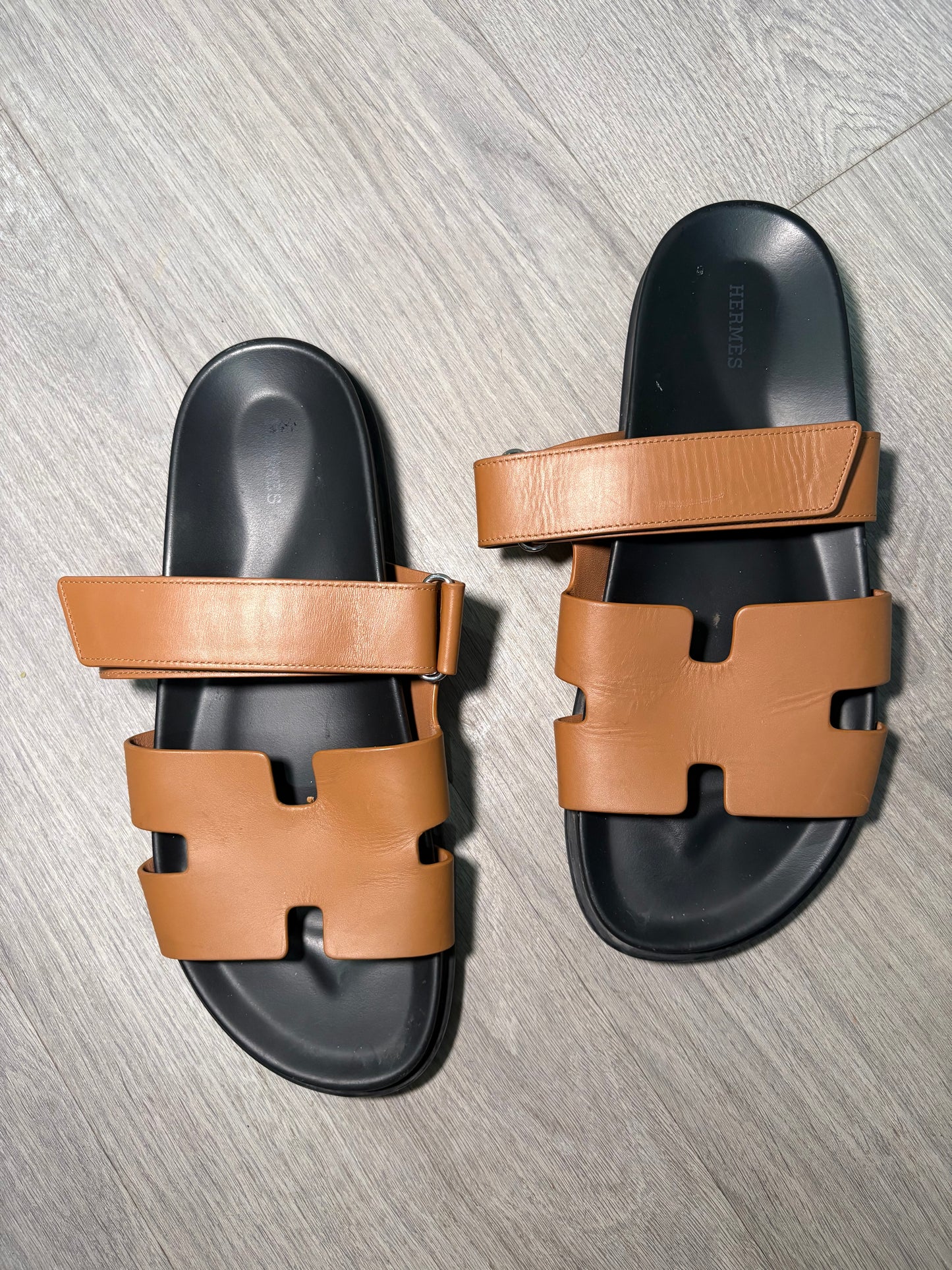Hermes Brown Tan Calfskin Chypre Sandals – EU44/UK10