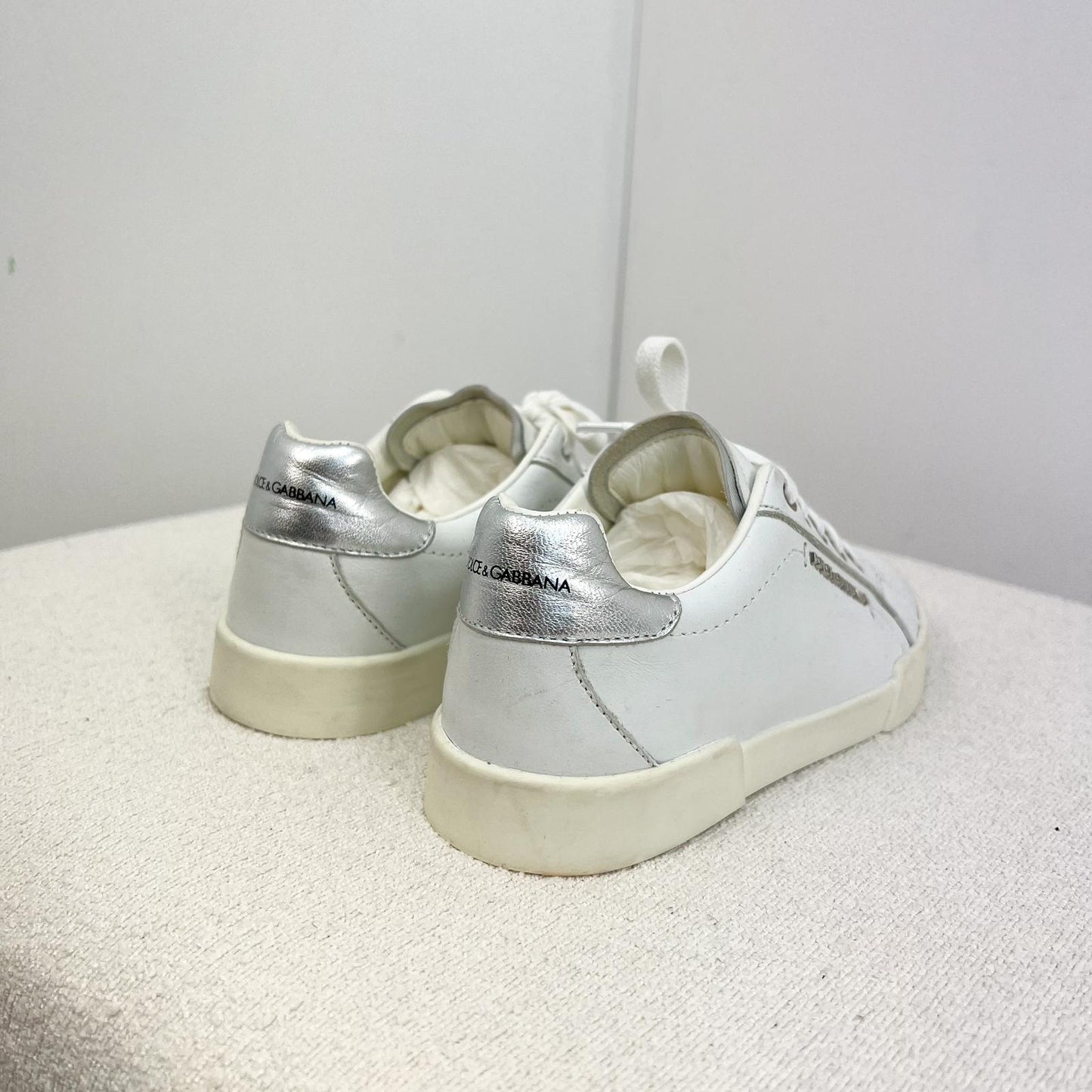 Kids Dolce & Gabbana white and silver logo trainer - EU 30
