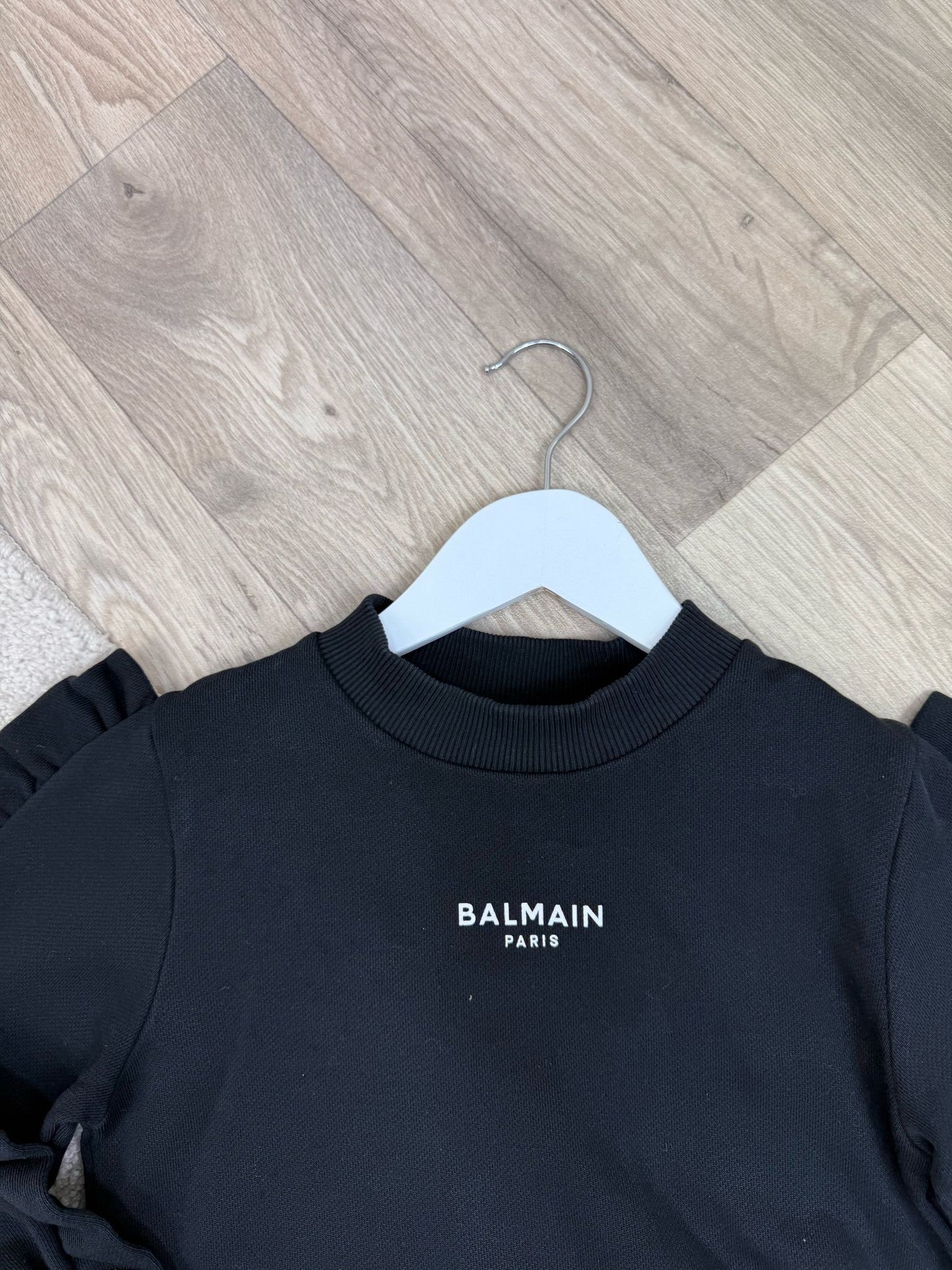 Kids Balmain Black Frill Jumper & Black Ribbed Logo Leggings - Age 6